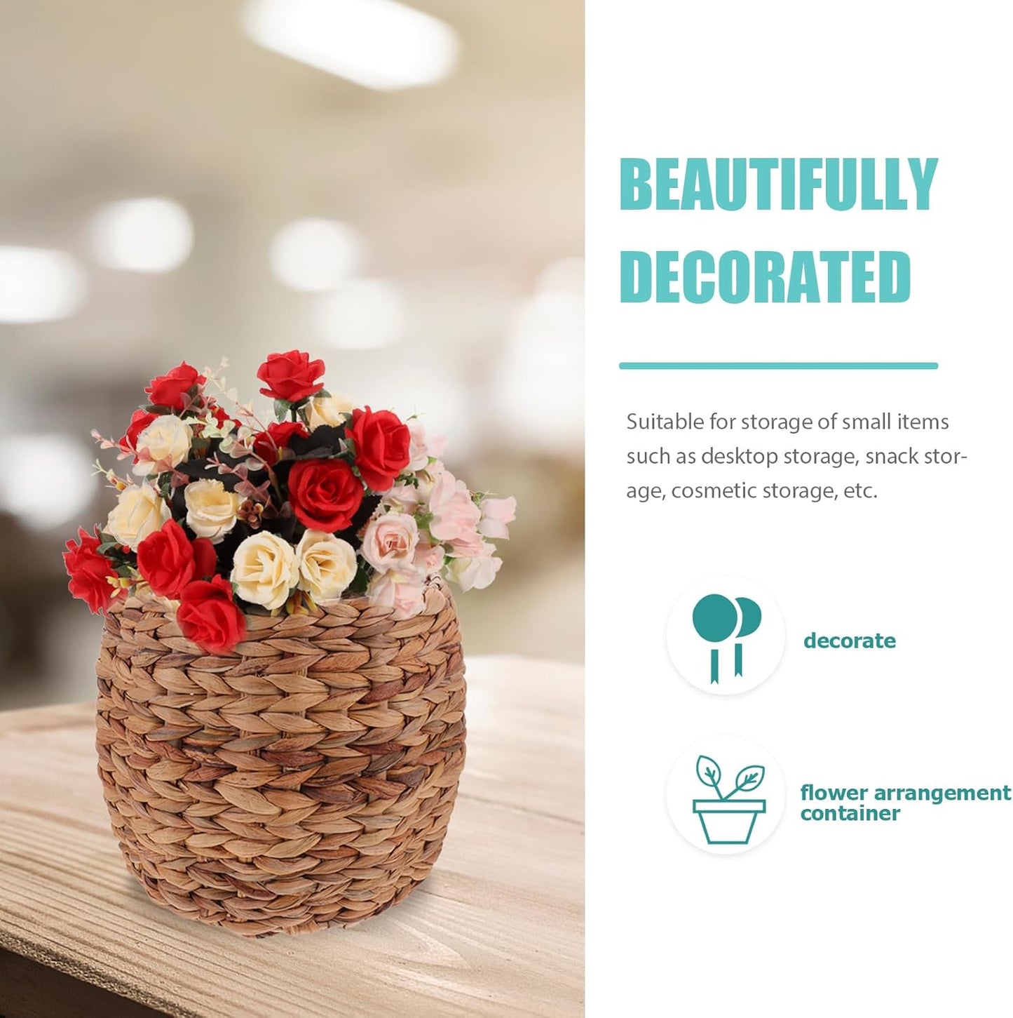 Seagrass Plant Basket Indoor Planter Basket Sundries Storage Woven Seagrass Wicker Planter Flower Pot 7.9in
