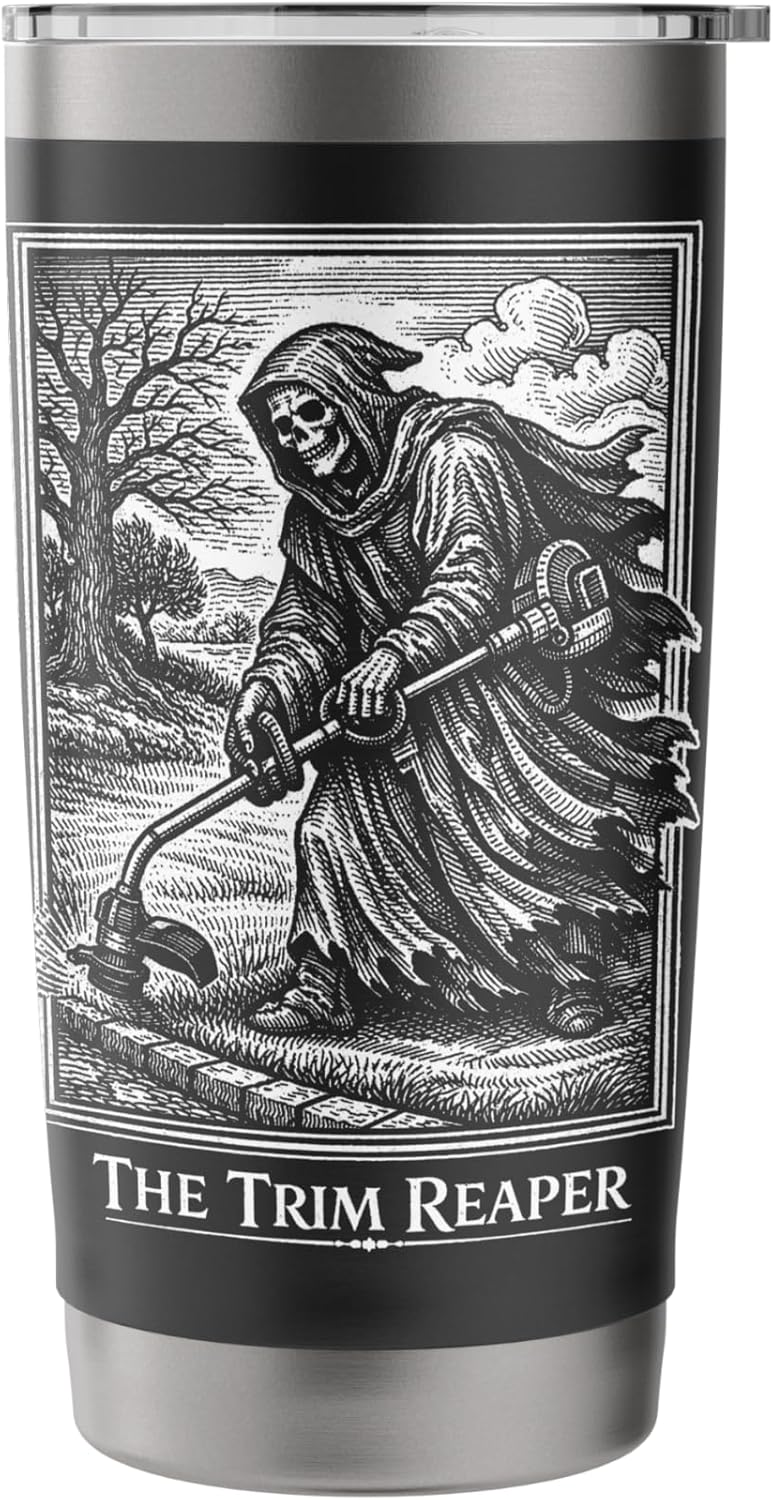 Funny Lawn Care String Trimmer Grim Reaper Father's Day Pun Stainless Steel Insulated Tumbler