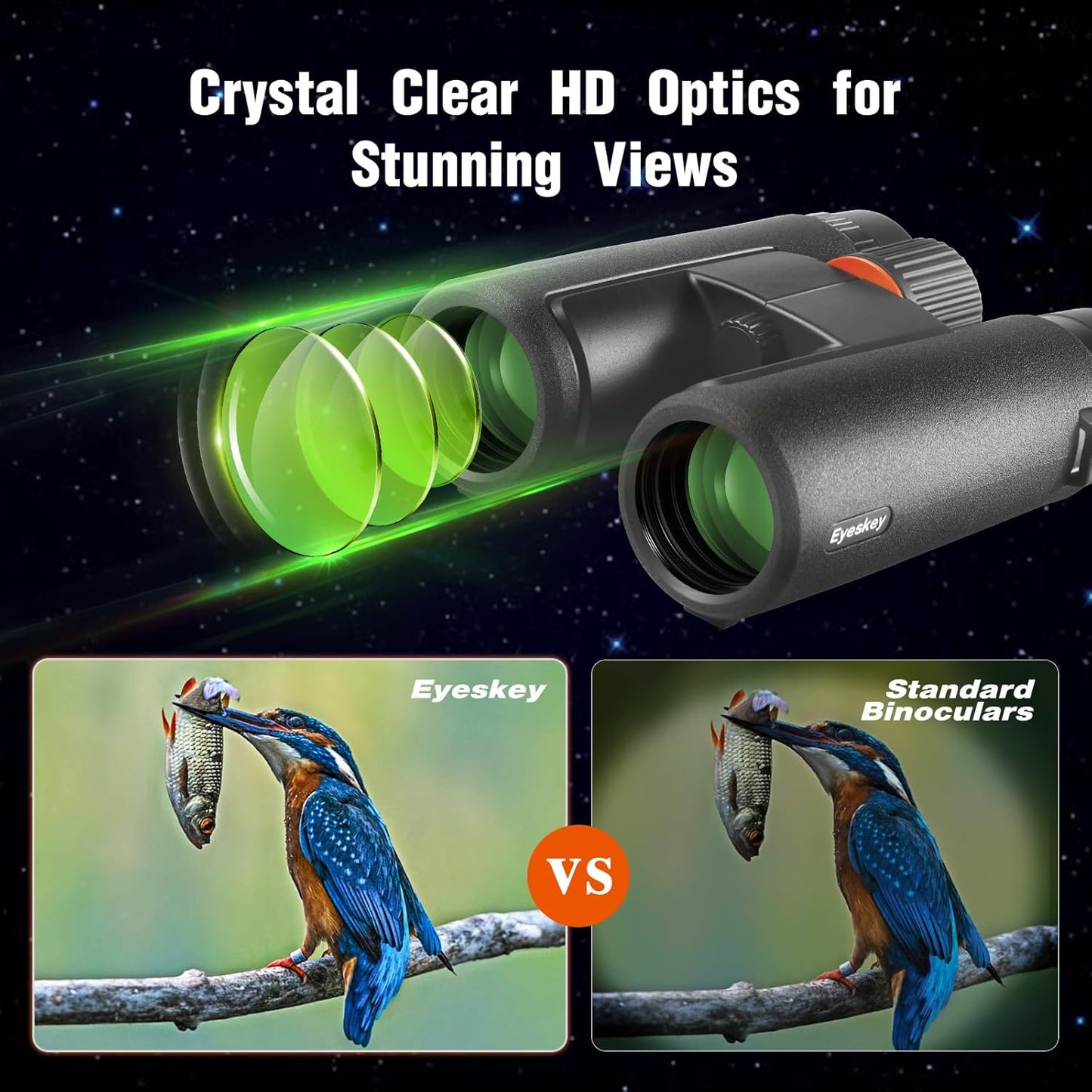 10x42 HD Binoculars for Adults High Powered with Low Light Night Vision – Lightweight Waterproof Binoculars with Smartphone Adapter for Hunting, Bird Watching, Stargazing & Outdoor Travel