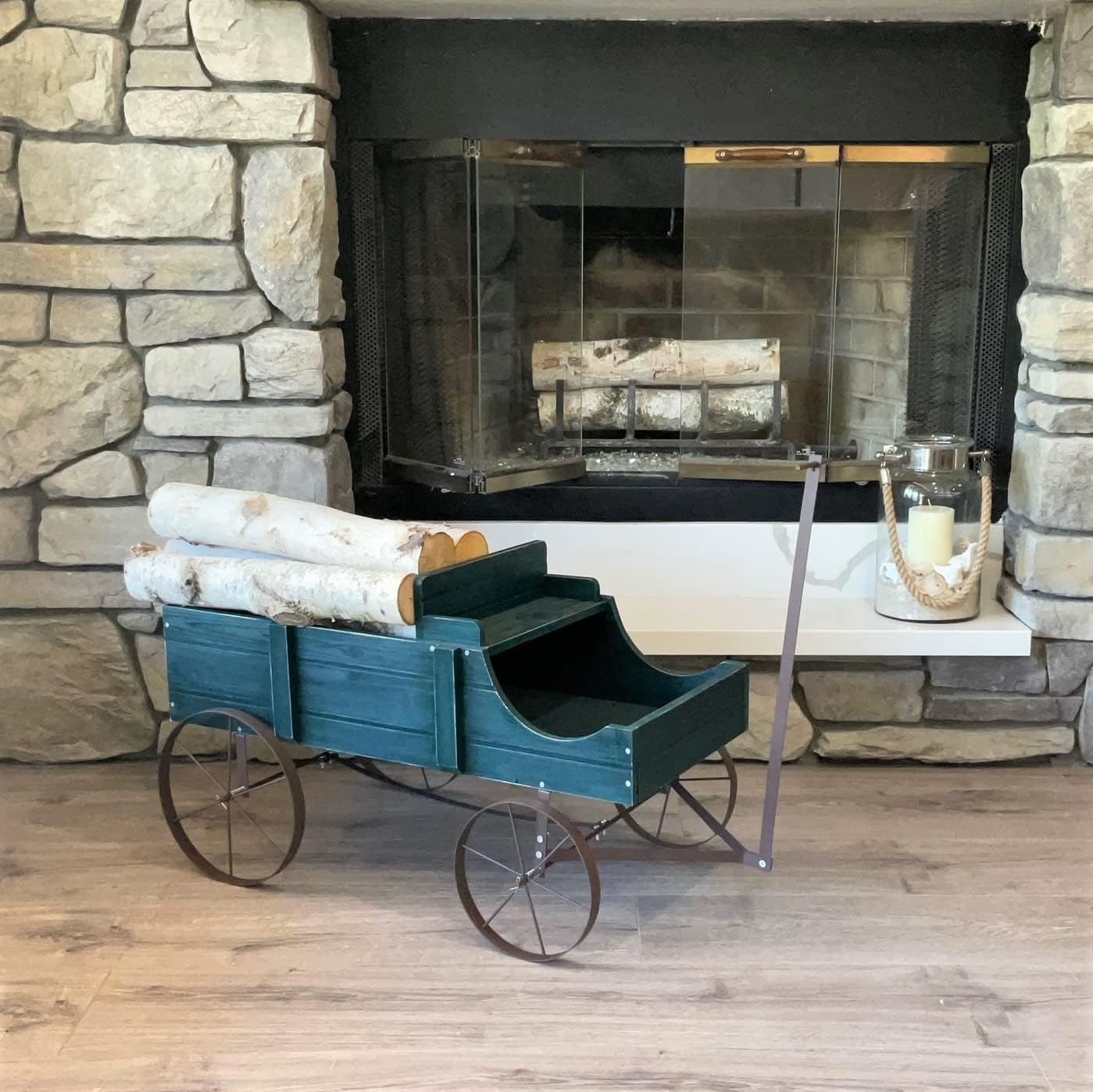 Shine Company Decorative Large Buckboard Wagon Garden Planter - Green
