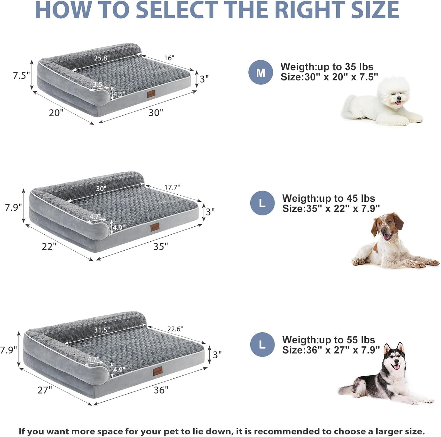 BFPETHOME Orthopedic Dog Bed for Large Dogs-Big Waterproof Sofa Dog Be