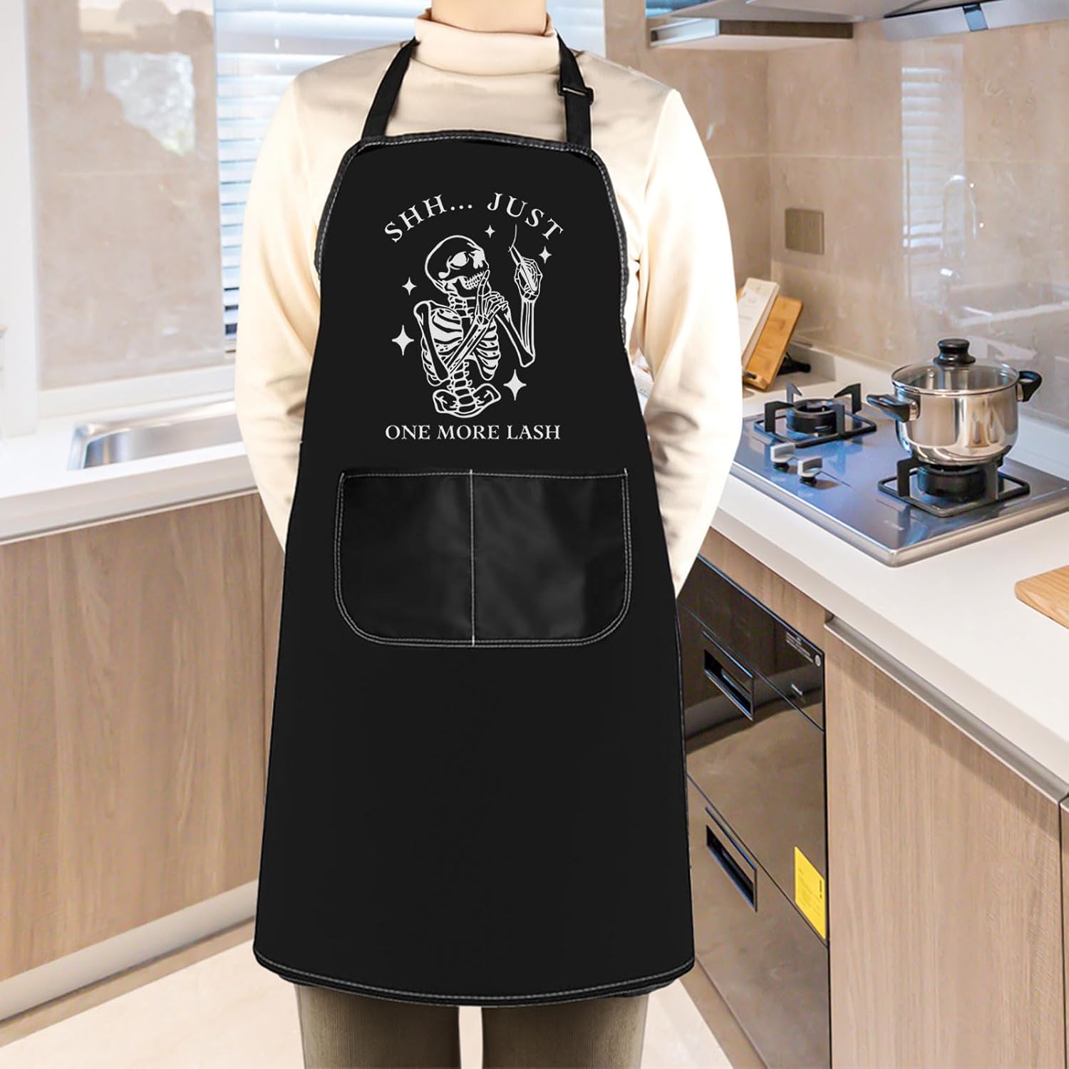 WCGXKO Shh Just One More Lash Kitchen Apron Beauty Lashes Gift Makeup 
