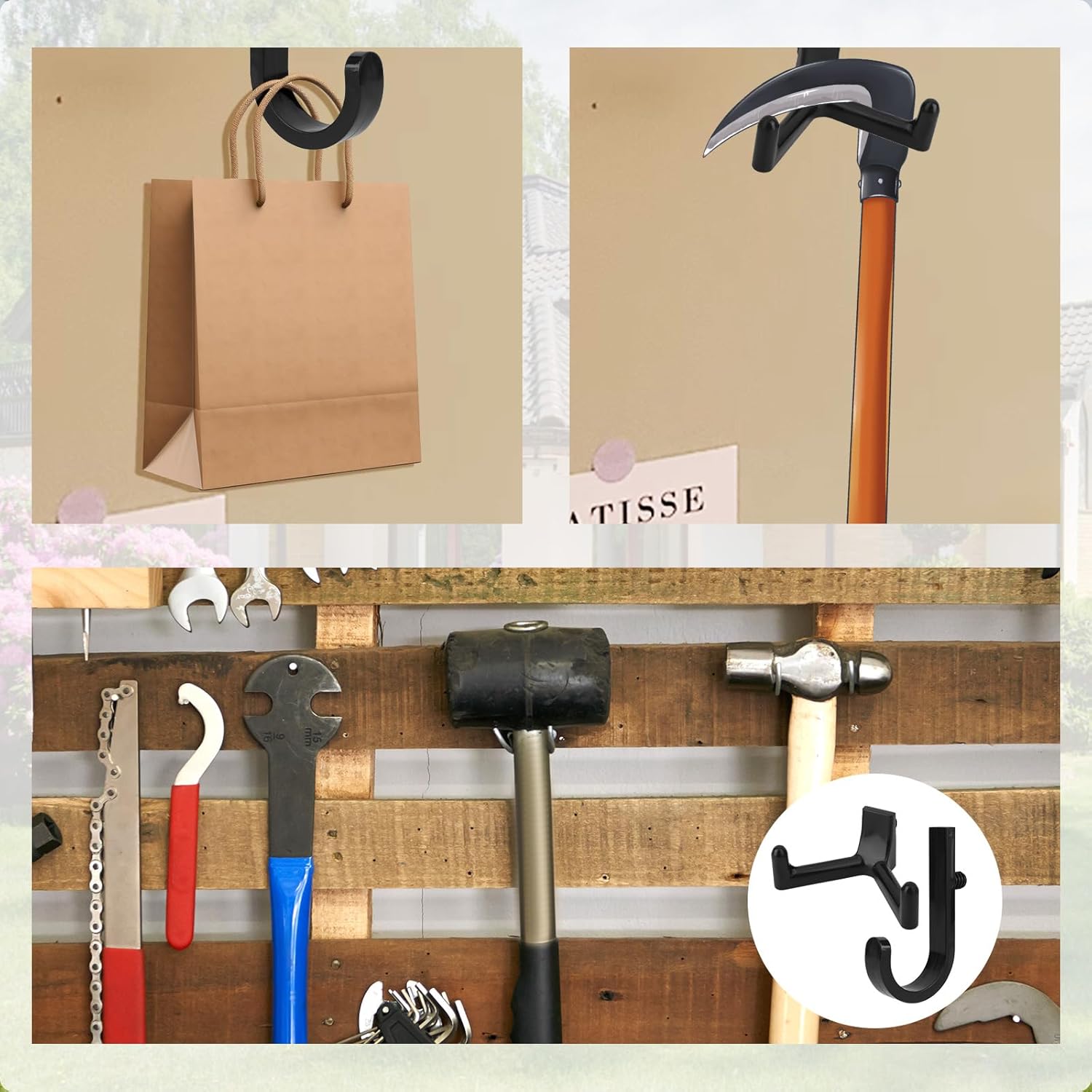 21pcs Tool Storage Hooks, Black Shed Tool Accessories Plastic J/Y Hook