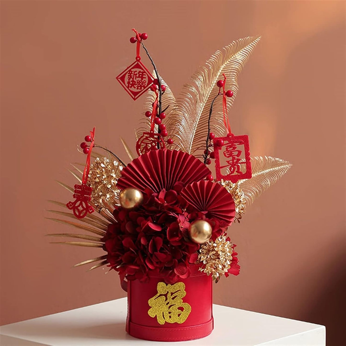 Statues Artificial Simulation Berry Branch Light Luxury Blessing Barrel Living Room Dining Table Decoration for Living Room Office Home Decorative Ornaments