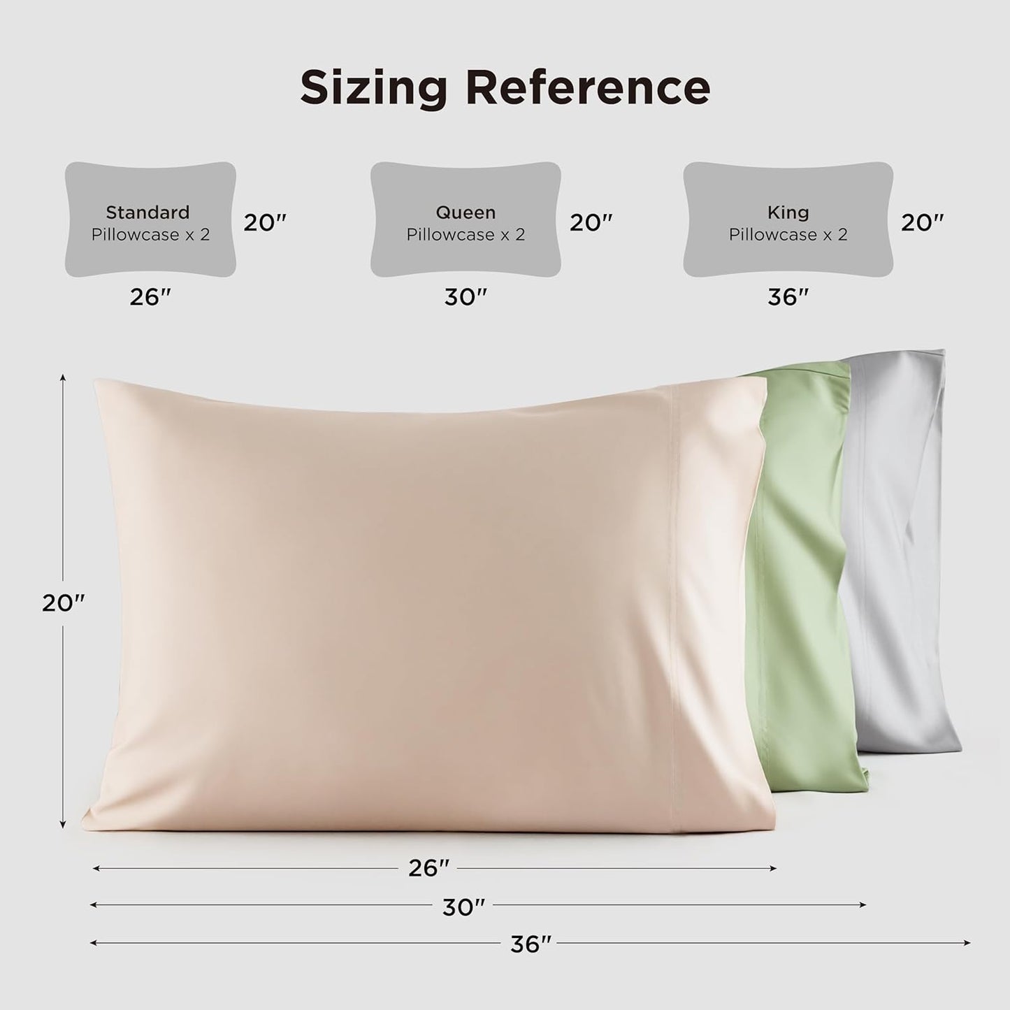Bedsure Pillow Cases Queen, Cooling Pillow Cases, Rayon Derived from Bamboo Dark Grey Pillowcases Queen Size Set of 2, Breathable & Soft Bedding Pillow Cover with Envelope Closure,Gifts, 20x30 Inches