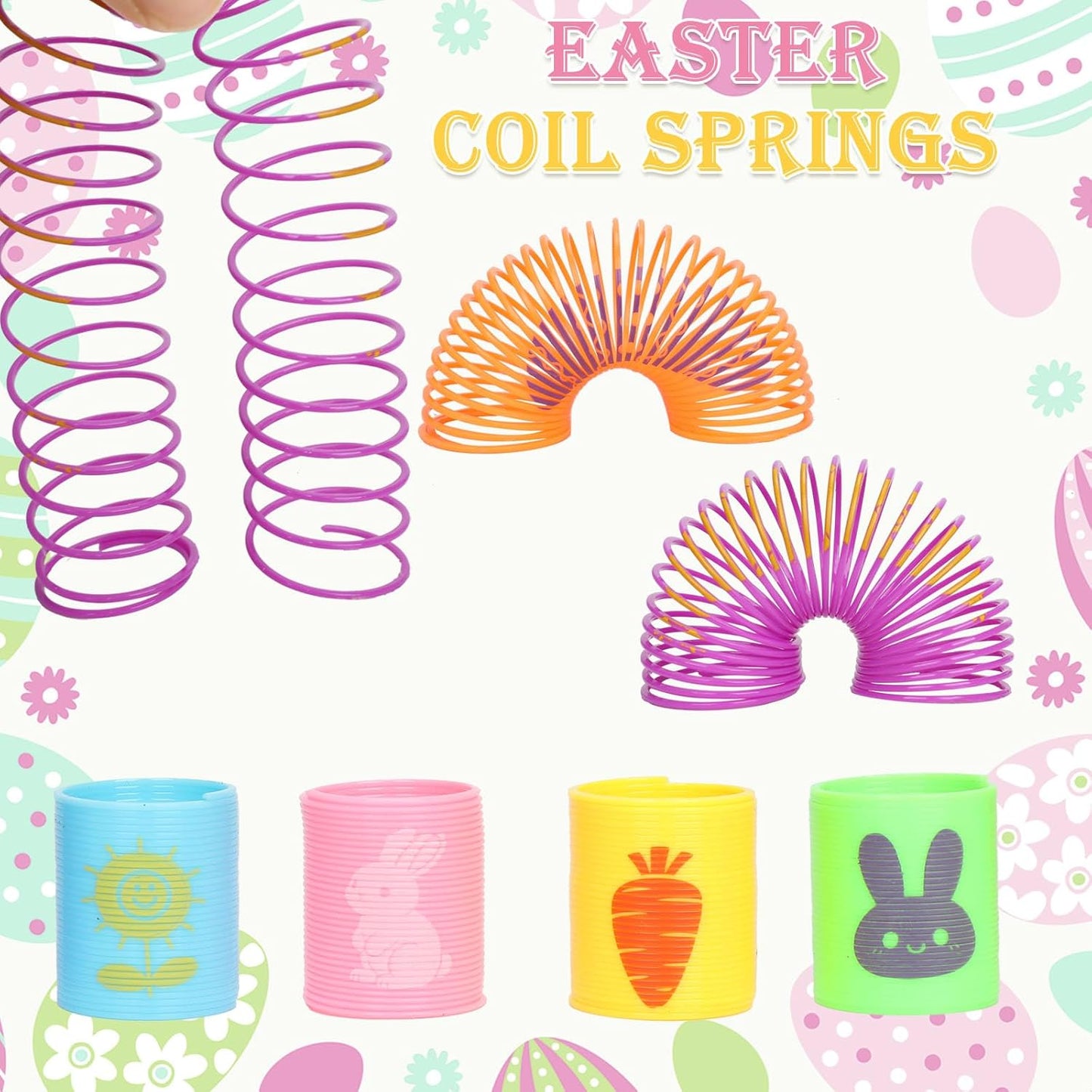 24 Pack Easter Eggs with Toy Inside,Includes Coil Springs,Squishies,Sticky Hands,Stretchy Strings for Easter Basket Stuffers,Party Favors,Egg Hunts