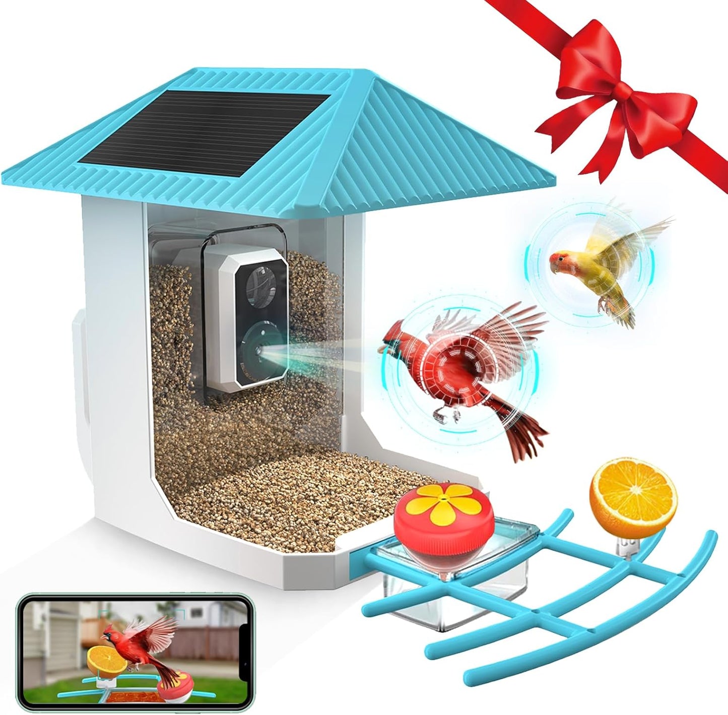 2K Smart Bird Feeder with Camera, 2.5L Ai Smart Bird House for Outdoor