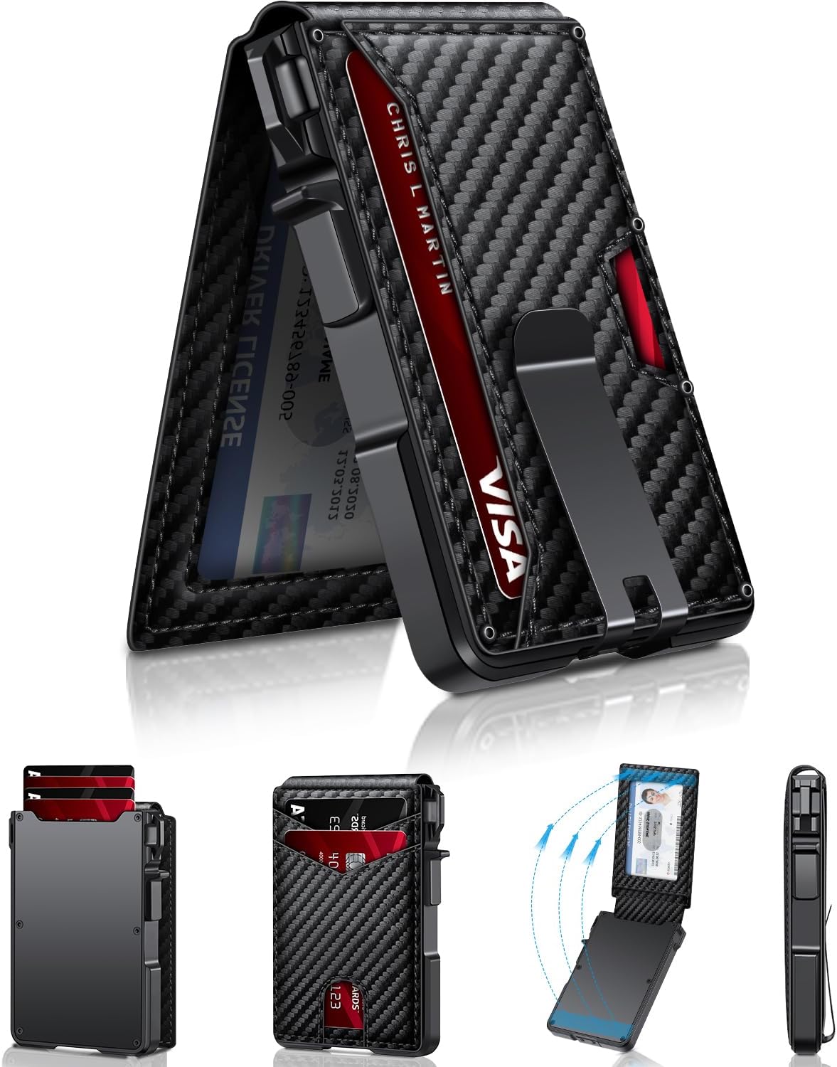 Wallet for Men, Mens Minimalist Wallet 9-13 Cards, Slim Compact Wallet