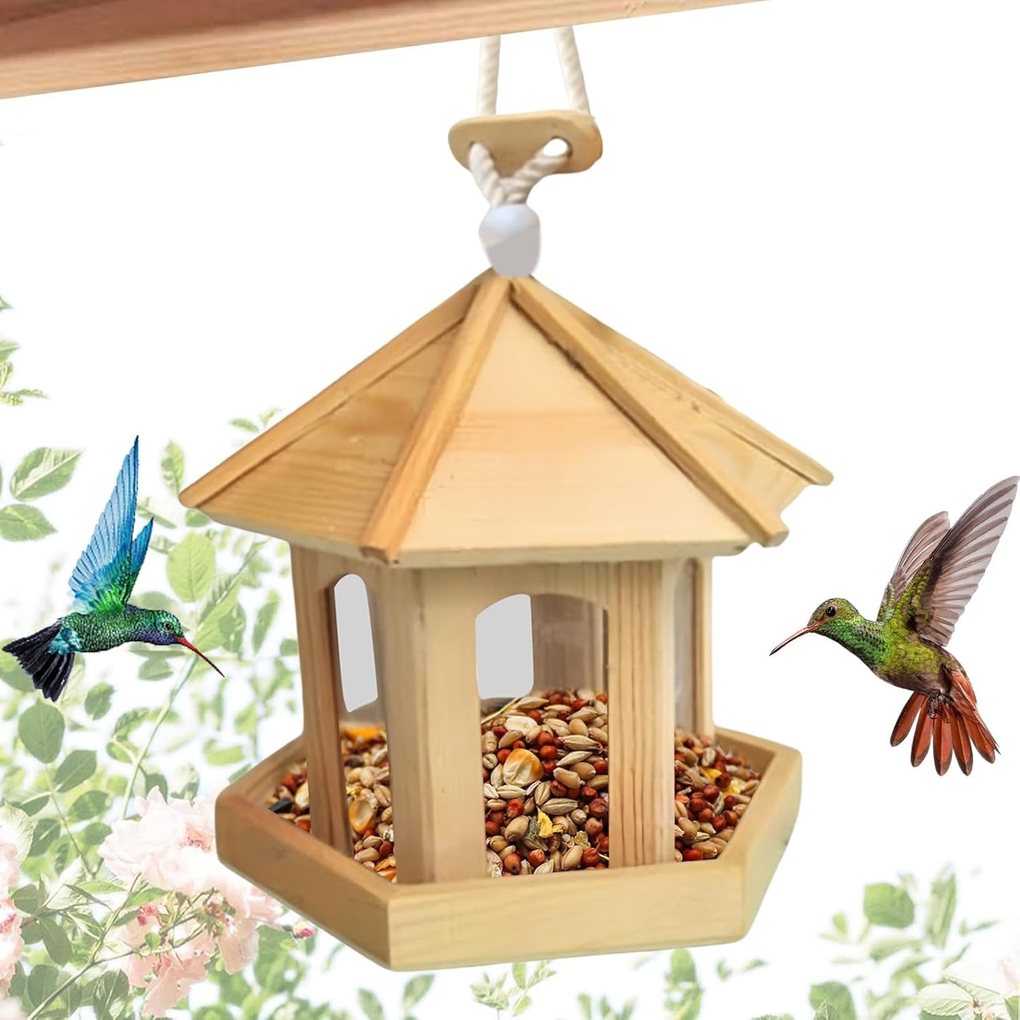 Bird Feeders for Outside | Hexagonal Garden Cage Ornament | Wild Bird Feeders,for Garden Backyard Patio Lawn Window Balcony Deck Wildlife Attraction