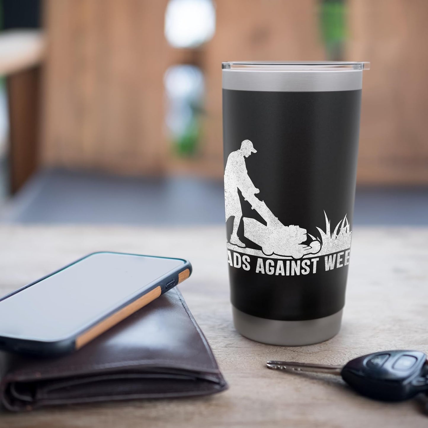 Dads Against Weed Funny Lawn Mowing Yard Work Lawn Mower Stainless Steel Insulated Tumbler