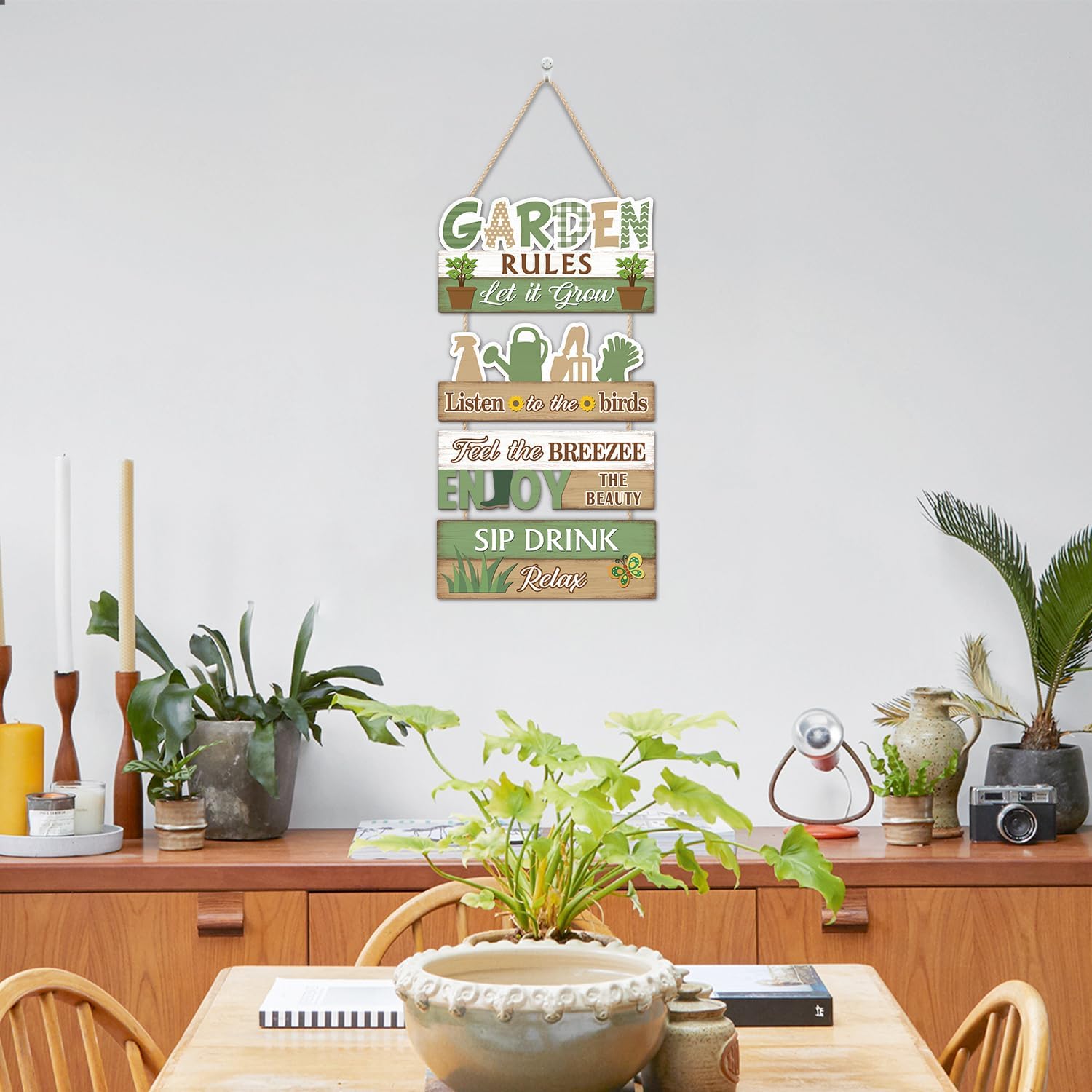 IARTTOP Garden Rules Hanging Sign Let It Grow Wooden Plaque Garden Hom