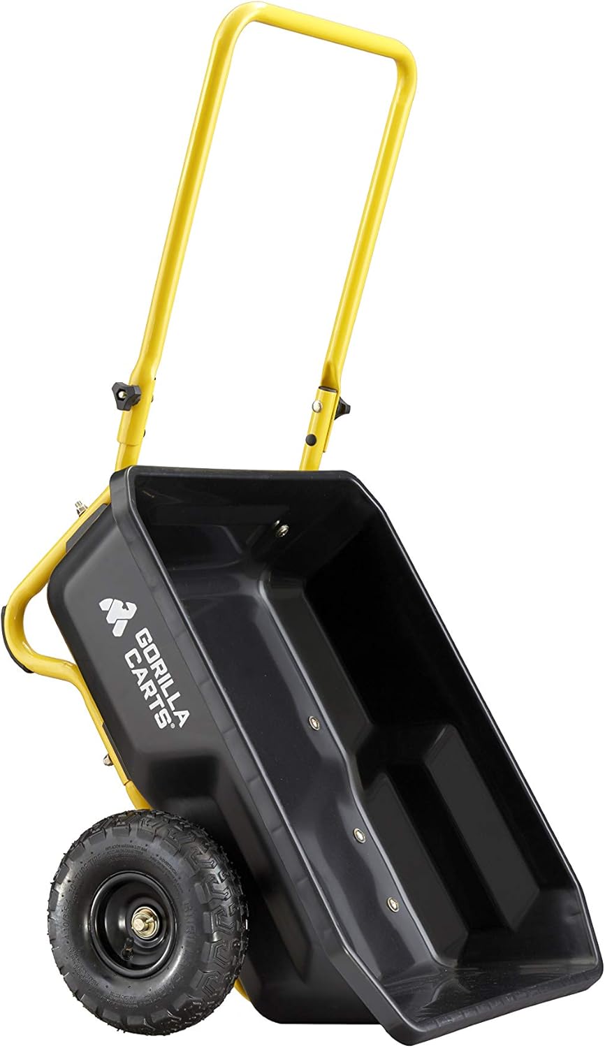 Gorilla Carts 4 cu ft Poly Yard Cart, 300 lb Capacity with AMES 39-Inc