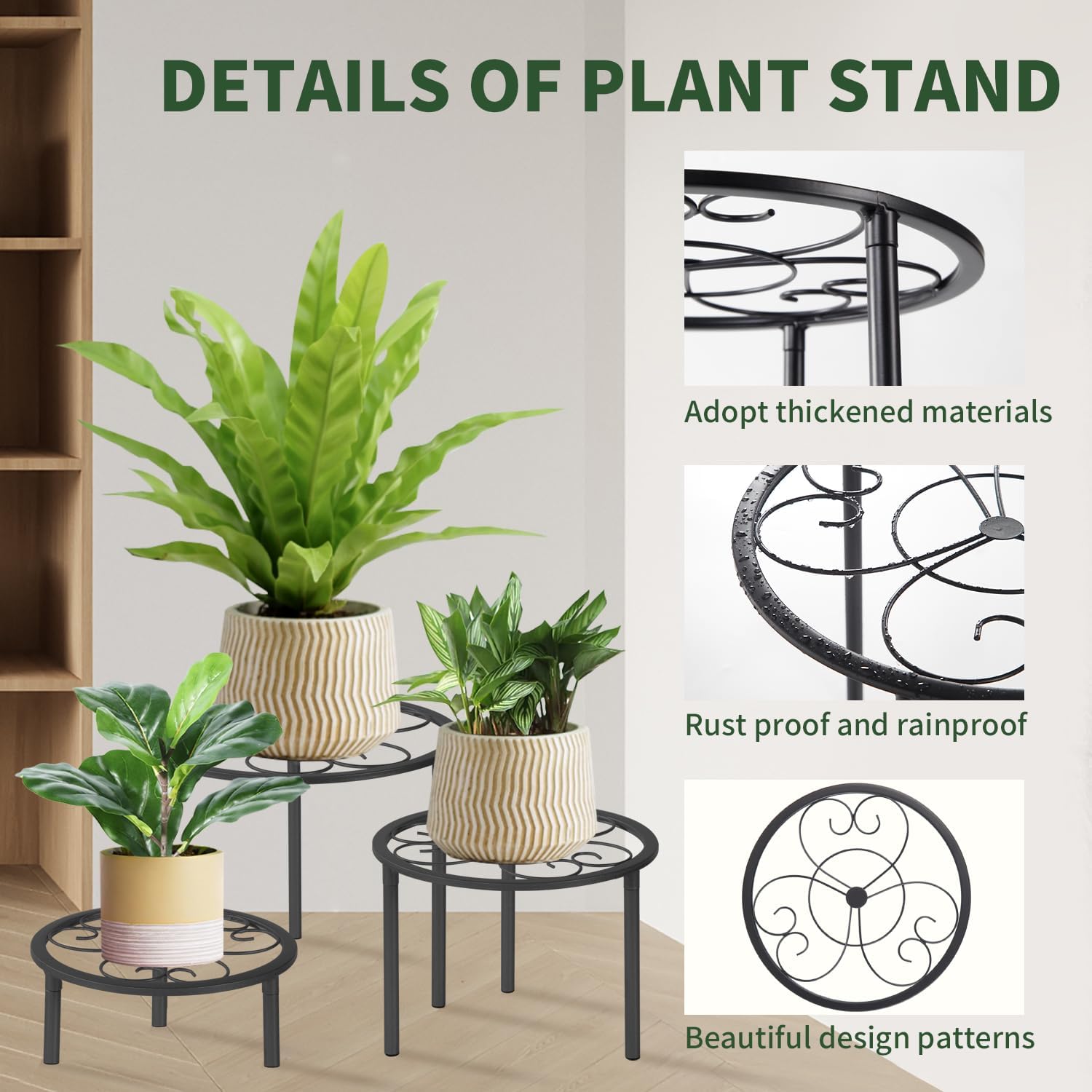 5-piece set of metal plant potted flower racks, heavy-duty flower pot 