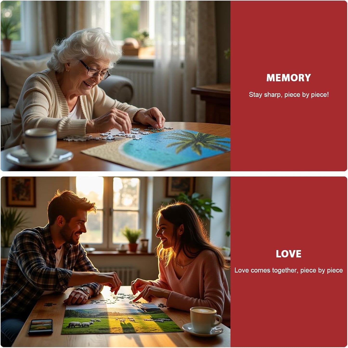 Puzzles for Adults 1000 Pieces, 2 Pack Lake and Night View Jigsaw Puzz