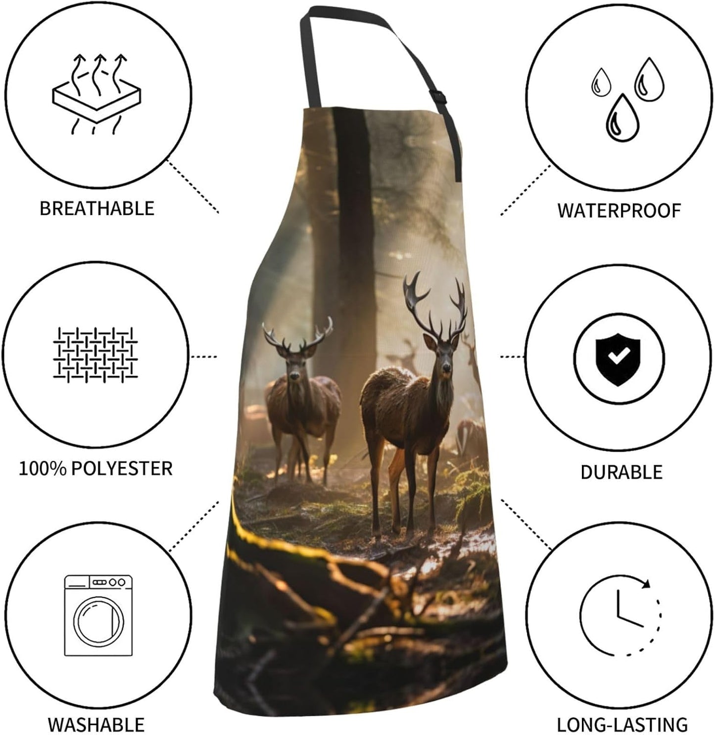 Deers Picture print Waterproof apron with pocket adjustable cooking apron for adult kitchen bibs to bake