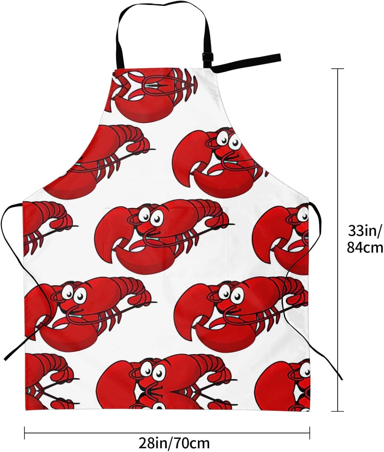 Red Lobster Print Print Laundry apron 28x33 In Waterproof Kitchen Apron with Pockets for Cooking Baking