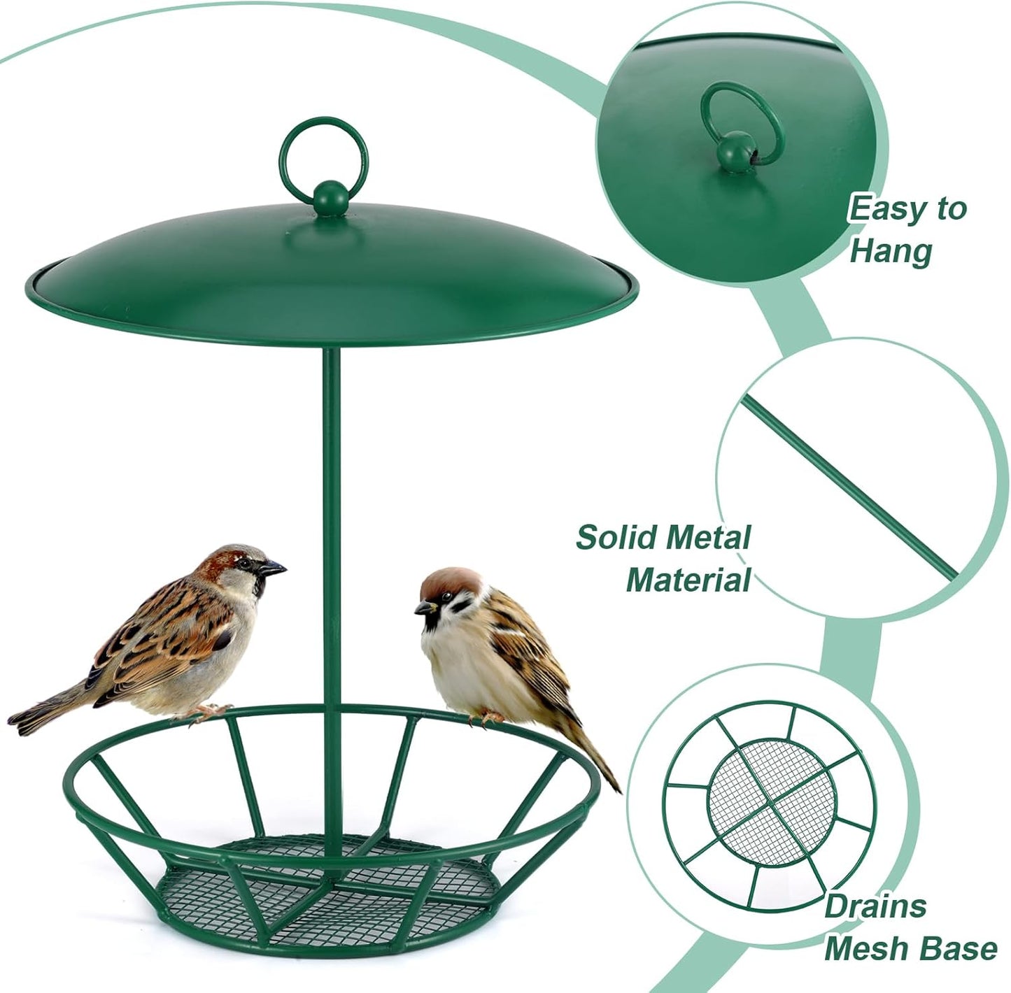 2 Pcs Suet Feeder Cylinder Bird Feeder S-6-2 Seed Cake Feeders Green Metal Feeders for Hanging Garden Backyard Outdoors Wild Birdfeeding