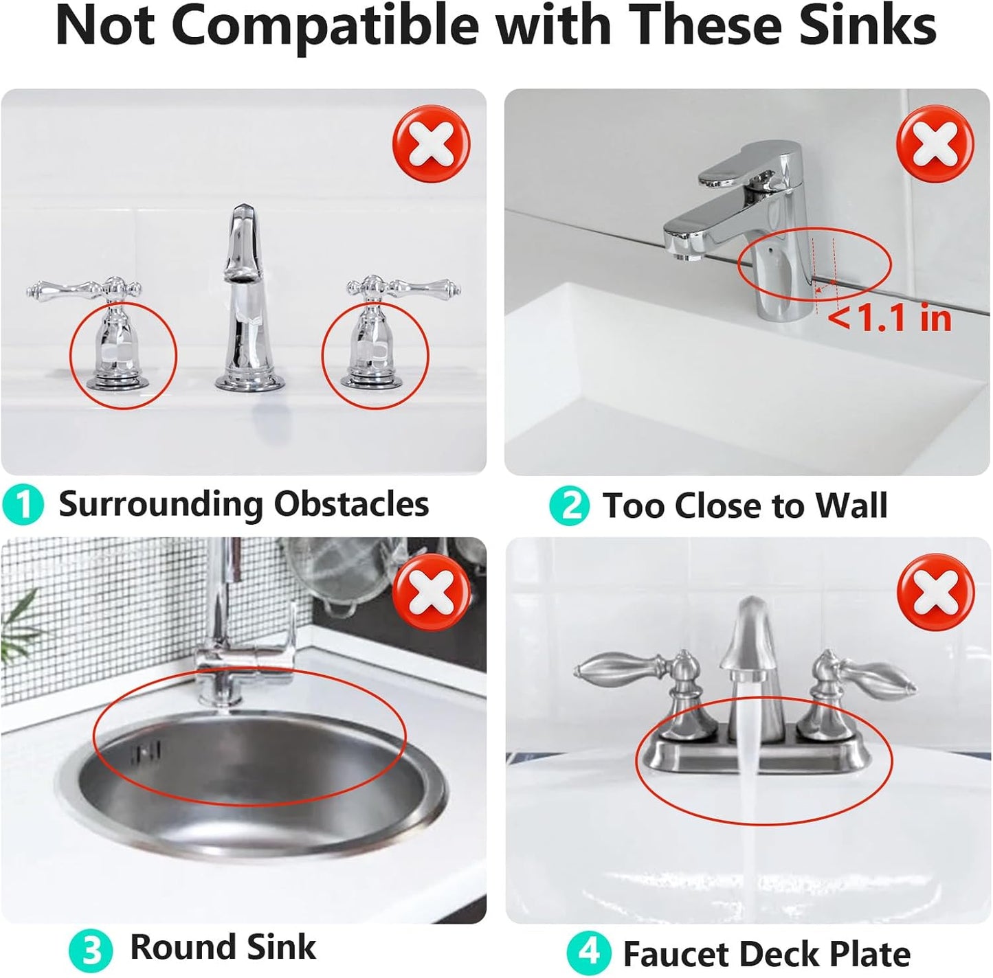 24'' Longer Faucet Mat for Kitchen Sink Splash Guard[7° Slope Fast Self-draining][Snap Lock Fit]Kitchen Sink Faucet Mat Splash Guard Kitchen Sink Area Water Splash Guard Behind Faucet Draining Mat