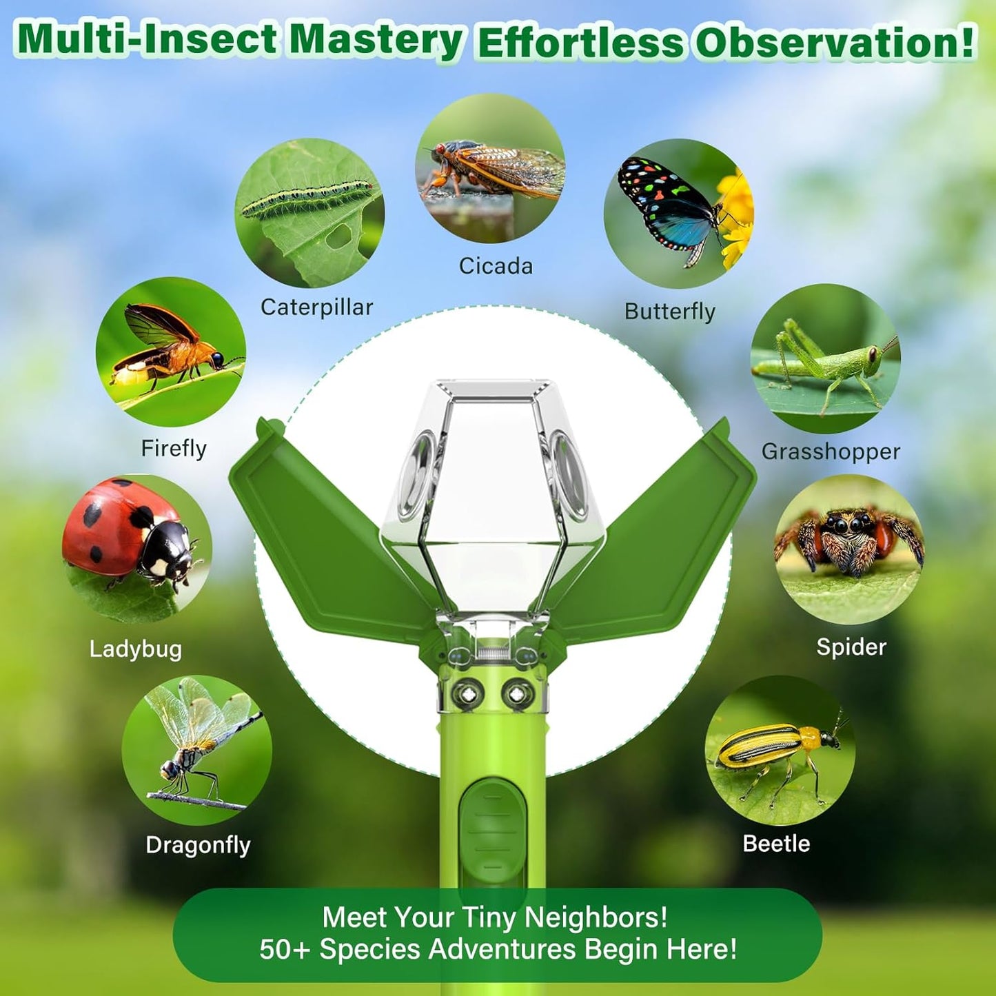 Bug Catcher for Kids, Insect Trap Kit with 6X Magnifier Glass - STEM E