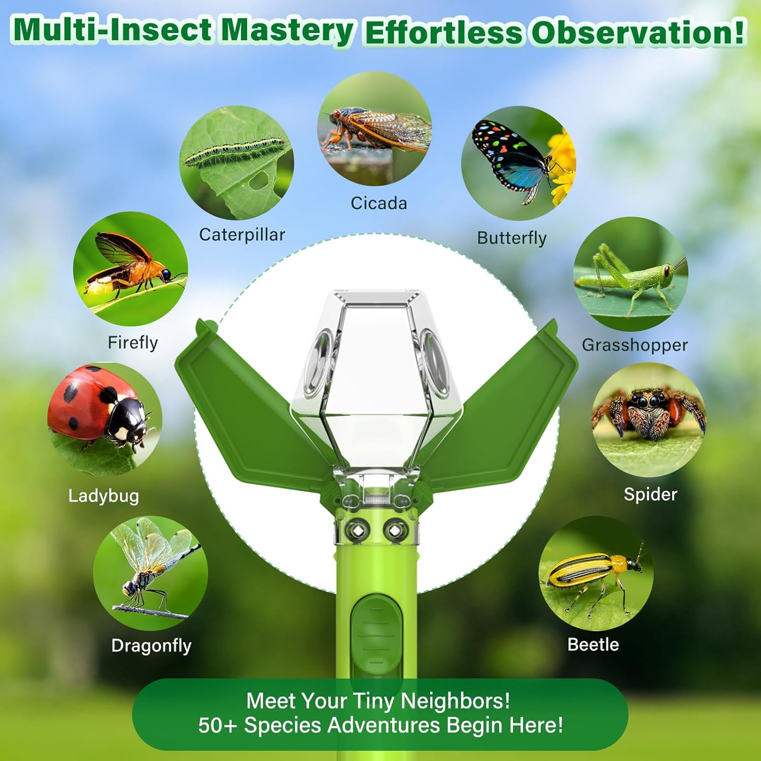 Bug Catcher for Kids, Insect Trap Kit with 6X Magnifier Glass - STEM E