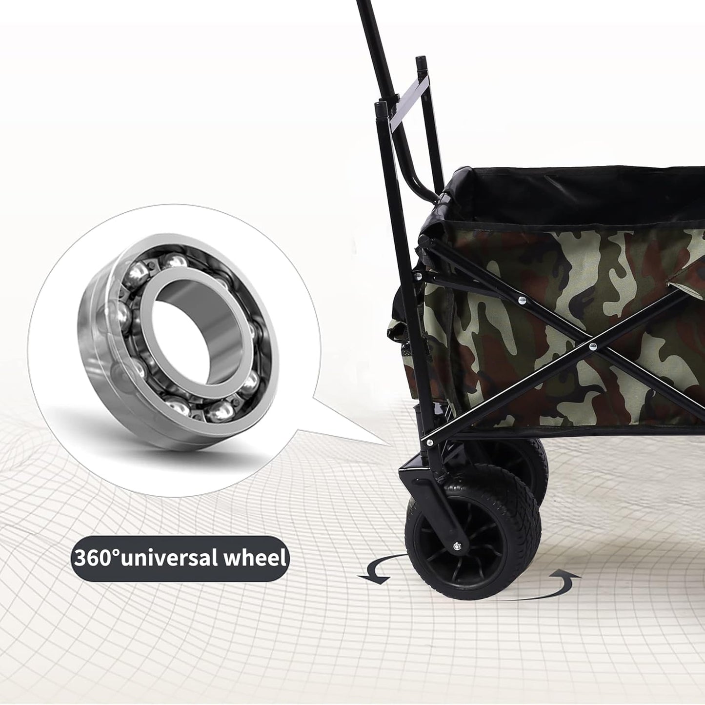 Outdoor Garden Park Wagon with Canopy and Pockets, Foldable Portable Utility Beach Trolley Cart with 7" Wheels for Camping Garden Sports (262LBS Max Weight Capacity) Dark Green Black As Shown