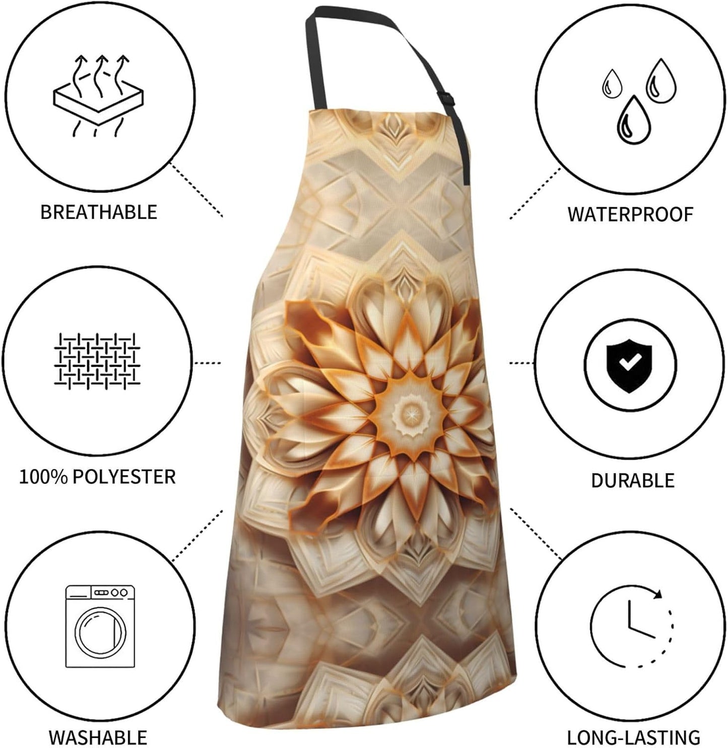 Rectangle Mandala print Waterproof apron with pocket adjustable cooking apron for adult kitchen bibs to bake