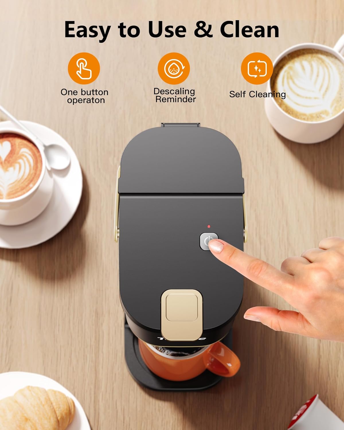 Single Serve One Cup Coffee Maker, for K Cups and Grounds, Mini Coffee