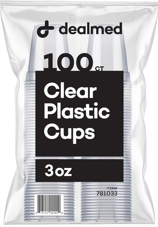 Dealmed Professional 3 oz. Disposable Plastic Cups - 100% Recyclable for Healthcare, Dental, Veterinary & Food Service Use (Pack of 100)