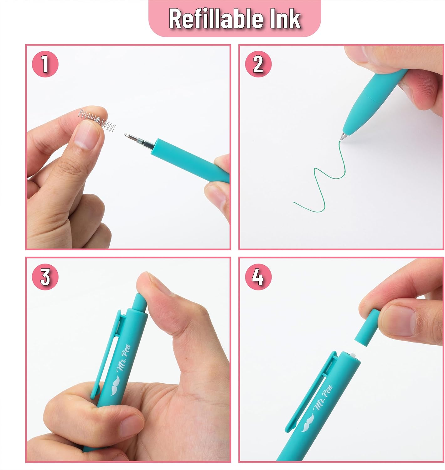 Mr. Pen- Retractable Gel Pens, 12 Pack, Fast Dry, Gel Pens Fine Point 