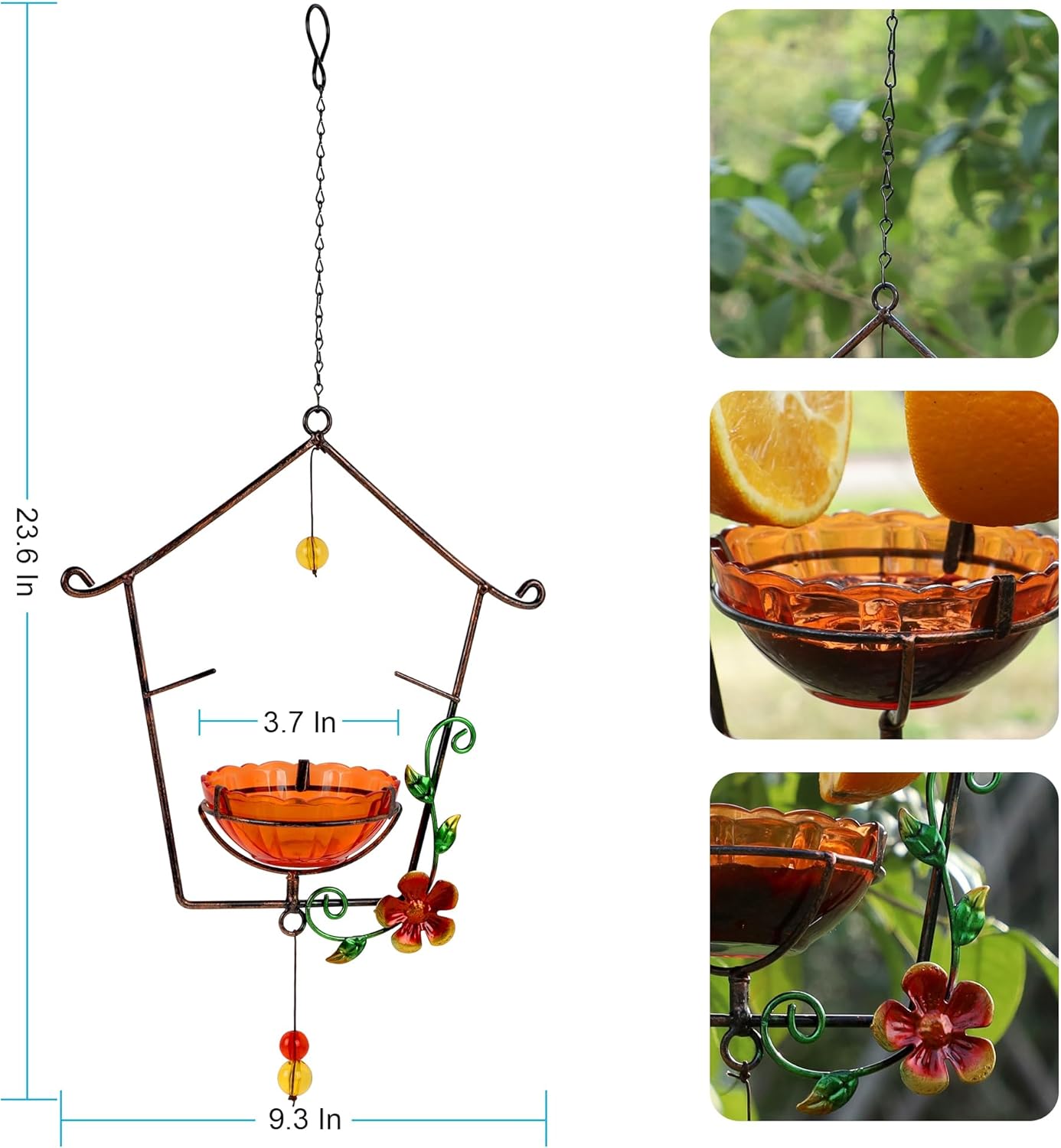 FORUP Oriole Bird Feeder for Outdoors Jelly and Oranges, Orange Fruit 