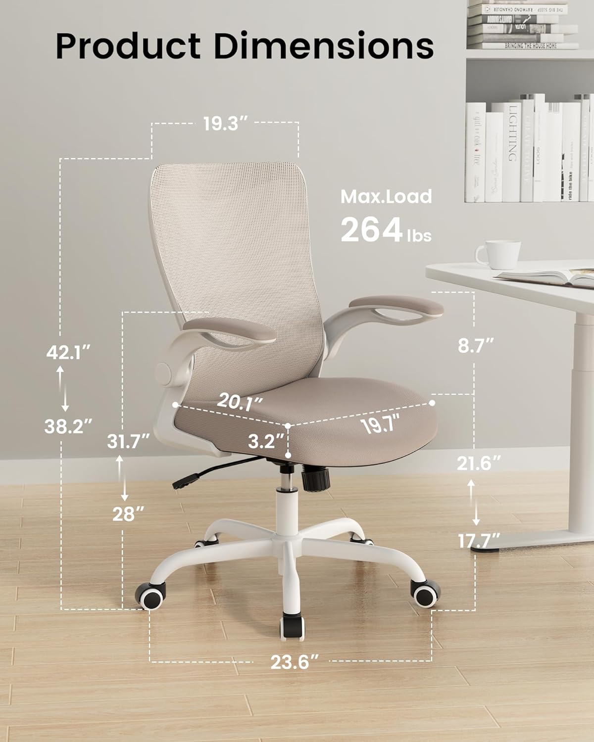 Office Chair, Ergonomic Desk Chair with Adjustable Lumbar Support and 