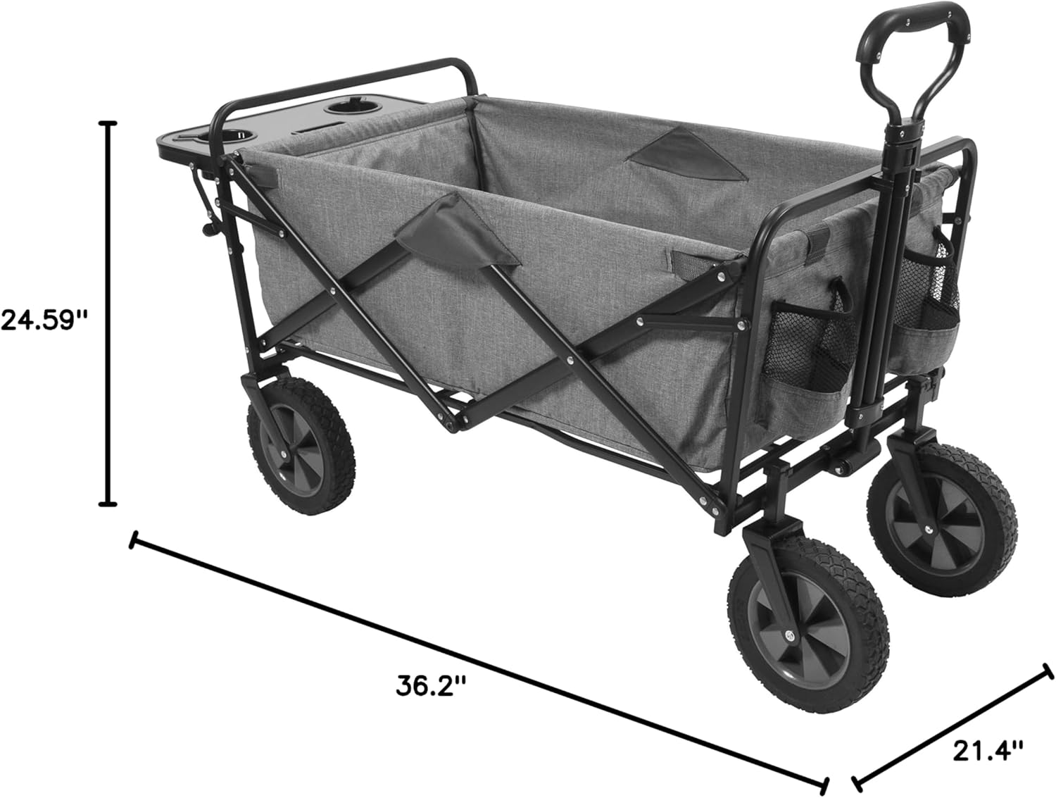 Mac Sports Collapsible Folding Outdoor Utility Wagon (Wagon with Side 