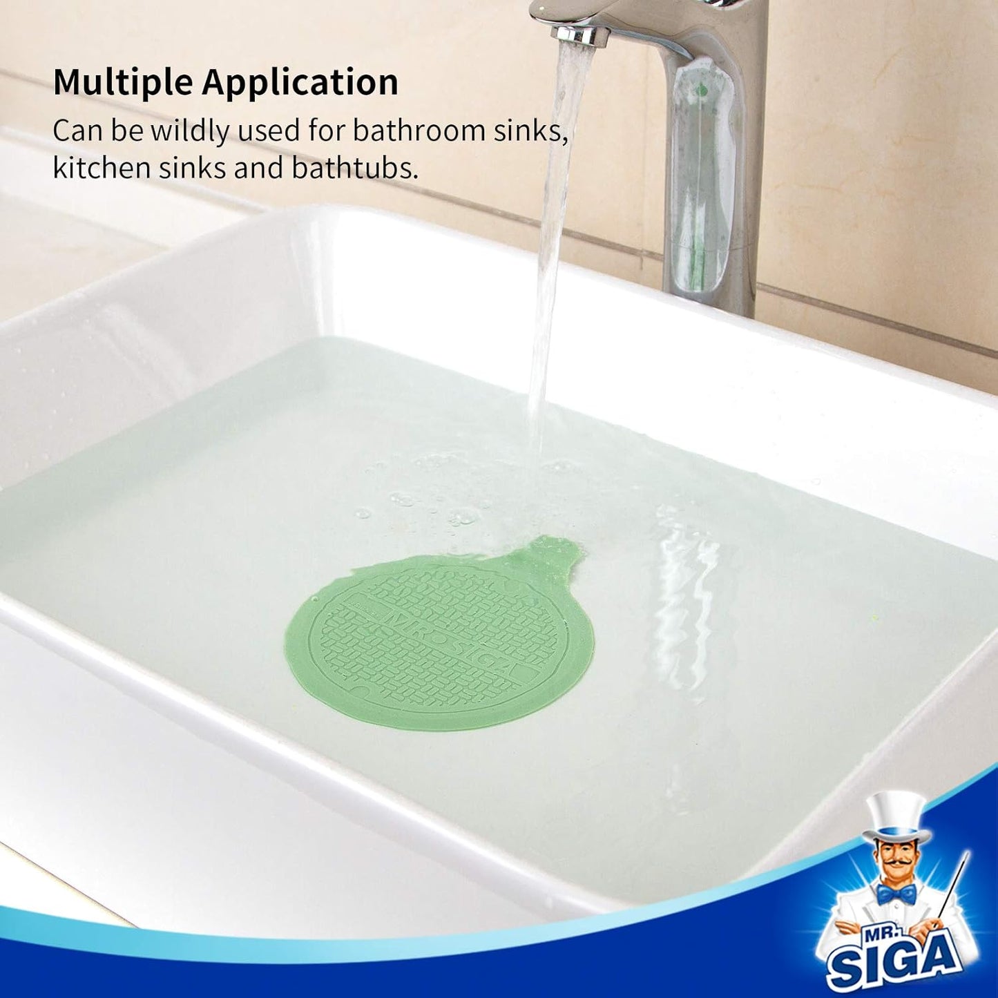 MR.SIGA Silicone Bathtub Stopper, Drain Stopper for Shower, Sink, 5.1" Diameter, 3 Pack