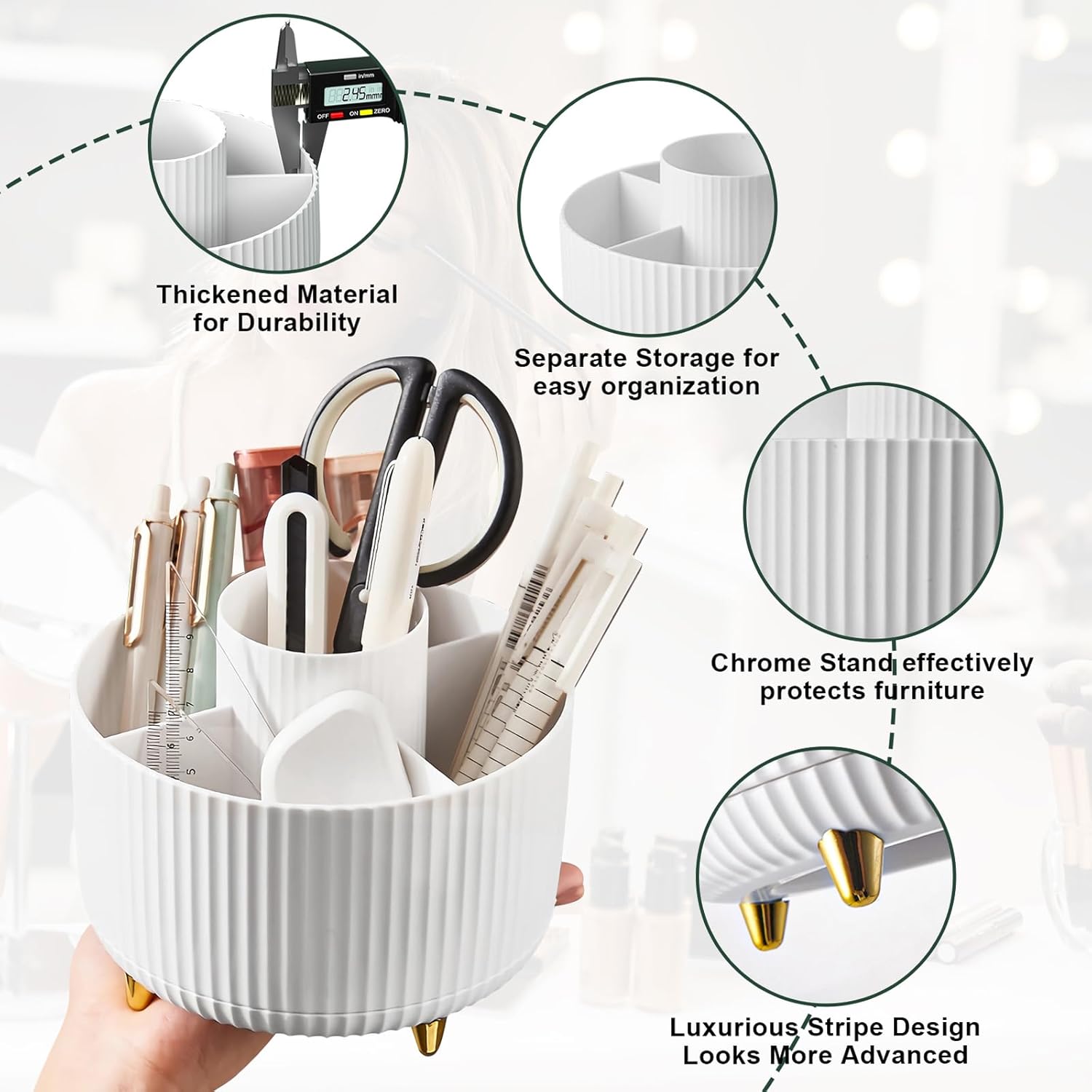 Diesisa Makeup Brush Holder Organizer,360° Rotating Makeup Brush Organ