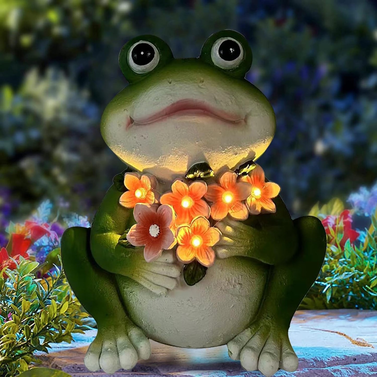 Solar Frog Garden Decor - Resin Frog Statues for Outside, Patio, Yard, Lawn, Gardening Gifts for Women, Outdoor Decorations