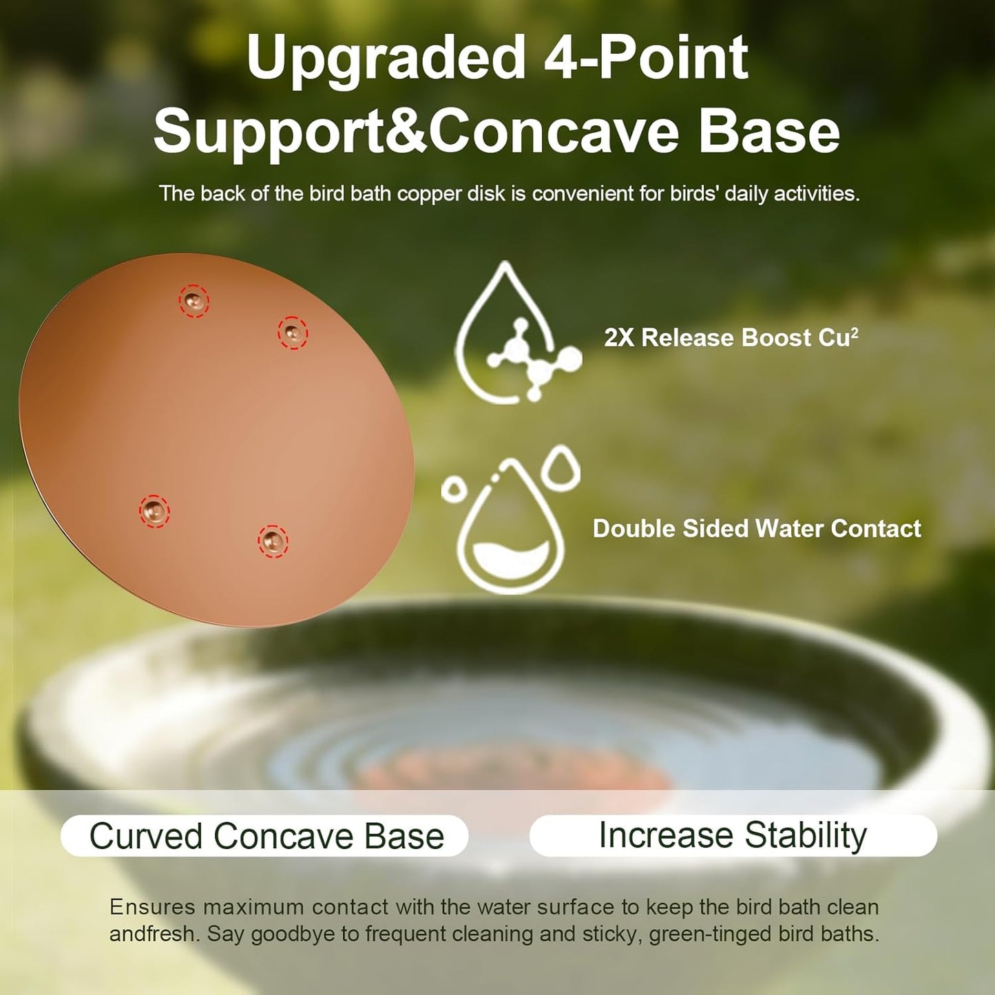 Upgraded Bird Bath Copper Disk, 0.8mm Reinforced 99.99% Pure Copper Cl