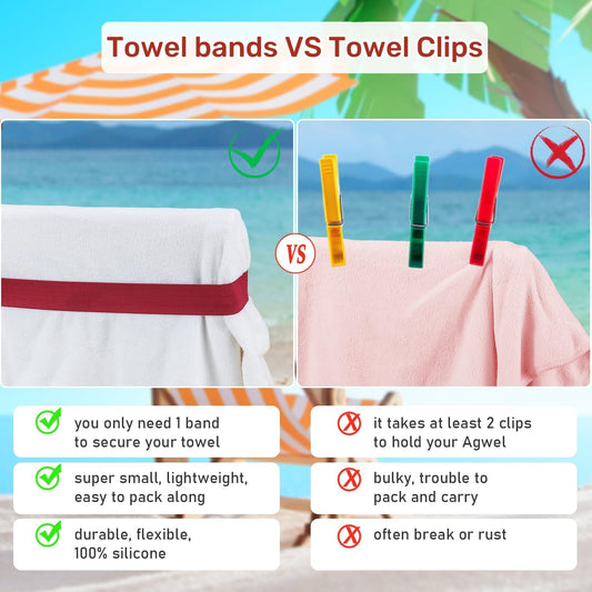 Beach Towel Bands (4 Pack), Beach Chair, Pool Chairs & Cruise Ship Essentials, Windproof Towel Clips (4 Mix)