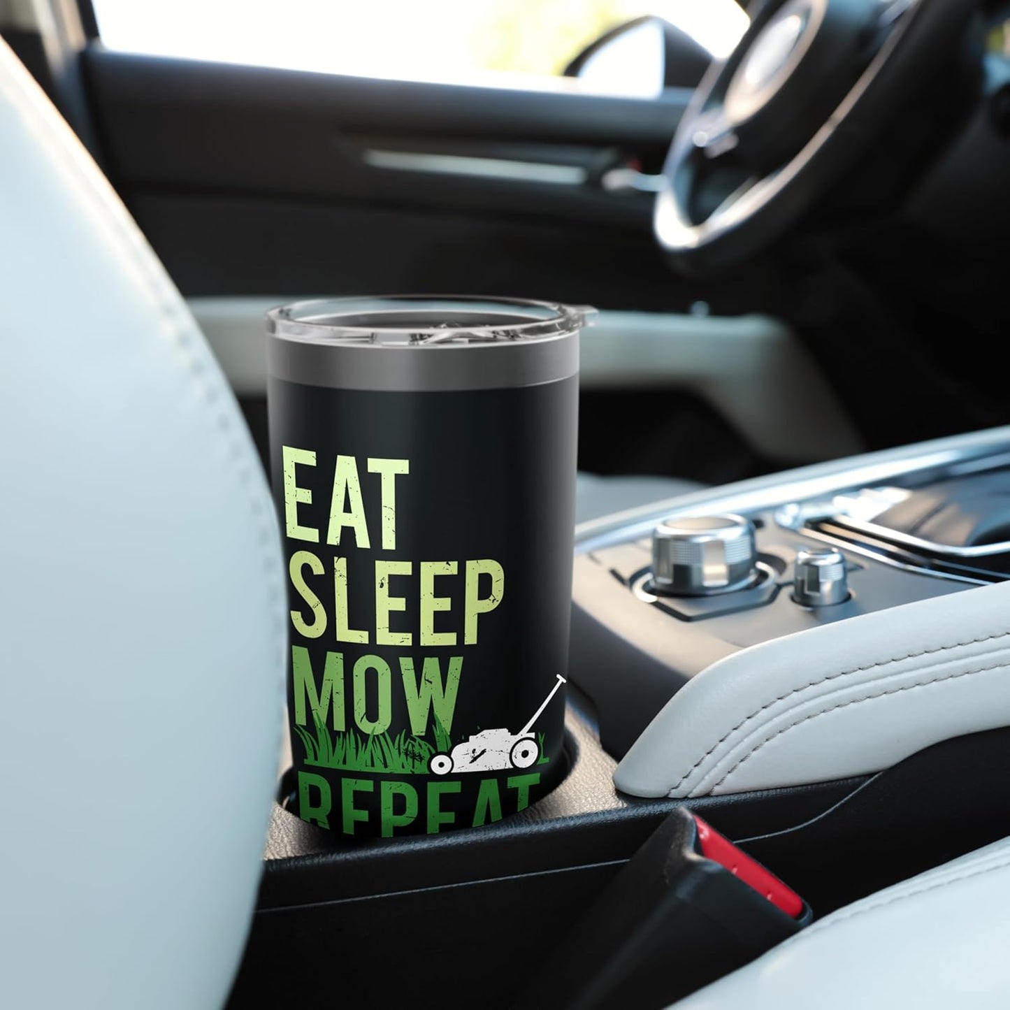 Eat Sleep Mow Repeat Funny Grass Cutting Landscaper Gift Stainless Steel Insulated Tumbler