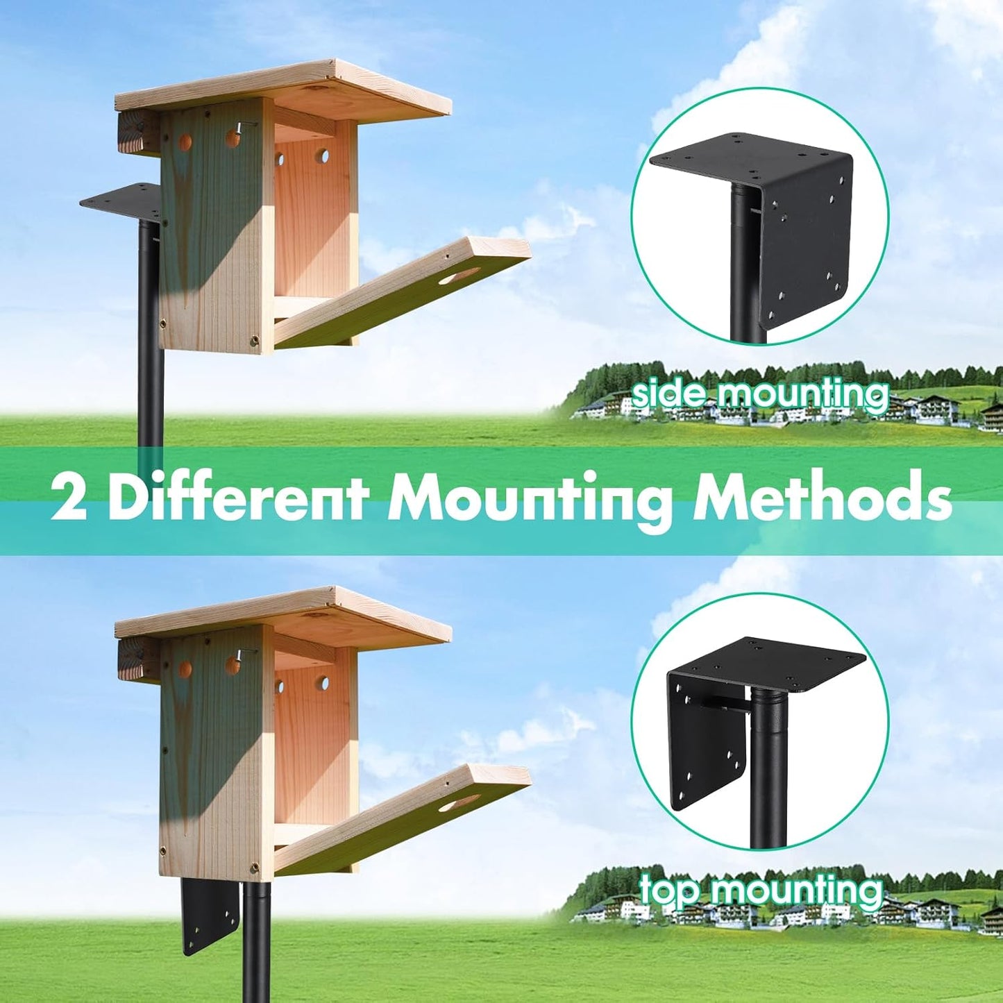 Bird House Pole, 75 Inch Bird Feeder Pole Mount for Outdoors Heavy Dut