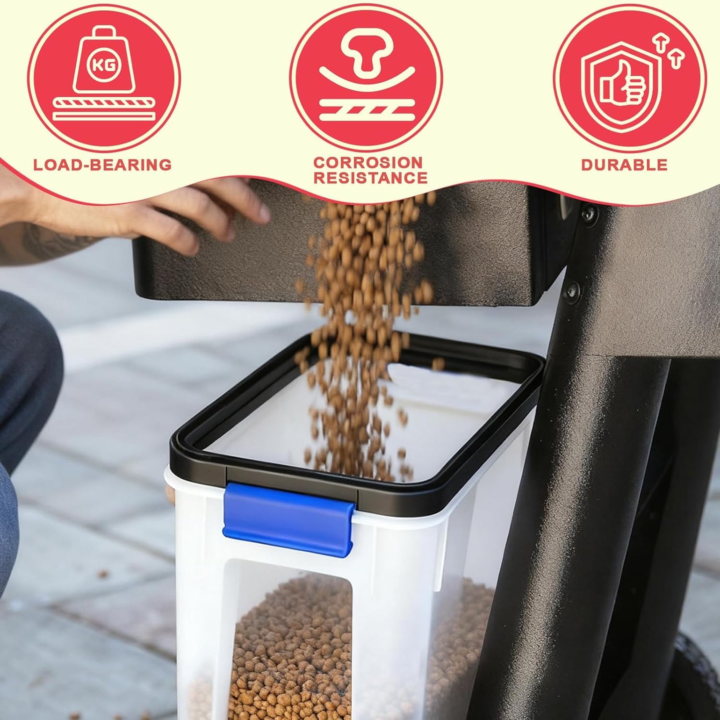 DcYourHome BAC637 Pellet Storage Bin for Traeger Grills, 22lb Capacity Keep Dry Containers with Locking Lid for Dog Food,Charcoal,Birdseed, Stackable Design Buket for Traeger Smoker Accessories