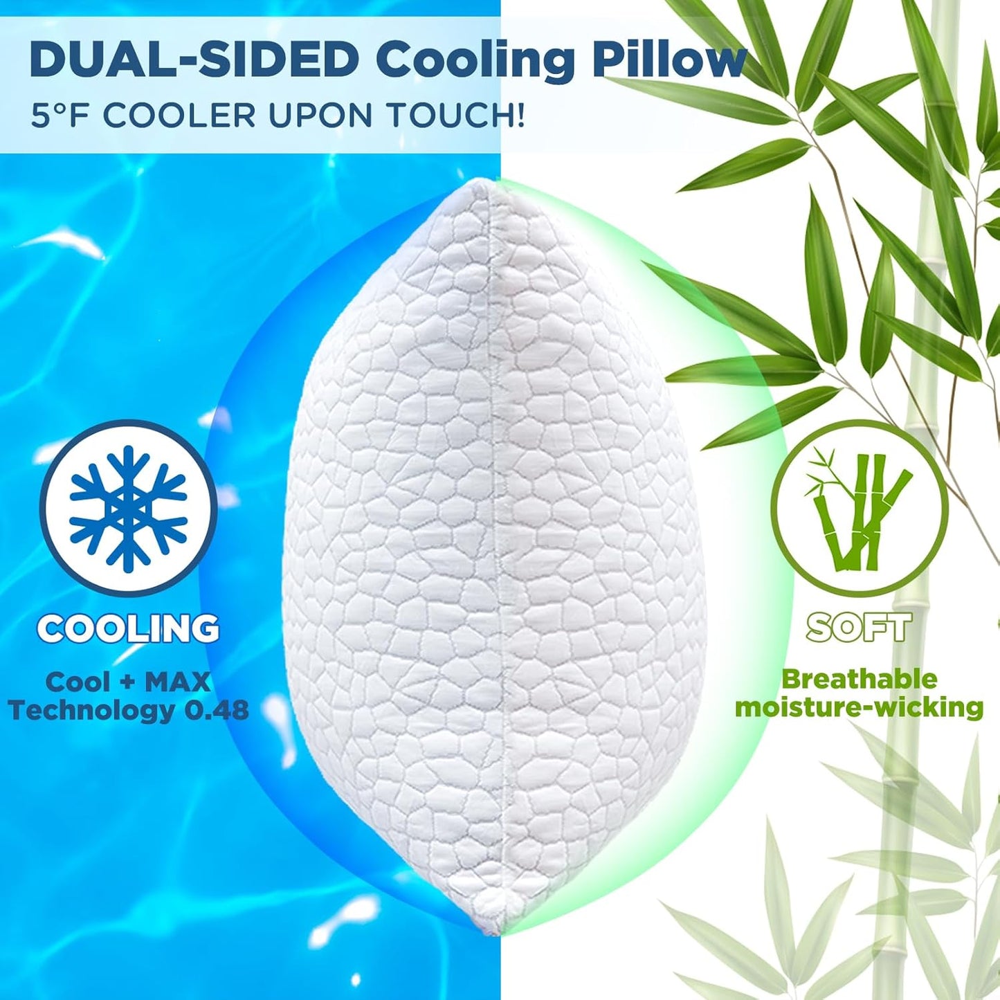 Cooling Pillow Queen Size Set of 2, Adjustable Bed Pillows for Sleeping, Luxury Shredded Memory Foam Pillows 2 Pack,Soft Yet Supportive Firm Pillow for Side,Back,Stomach Sleepers,Gifts for Hot Sleeper
