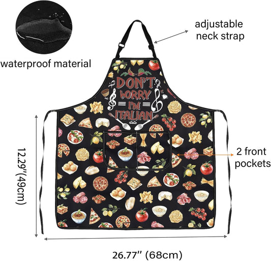 WCGXKO Don’t Worry I’m Italian Kitchen Apron Italy Travel Trip Souvenir Gift Italy Feast Gift