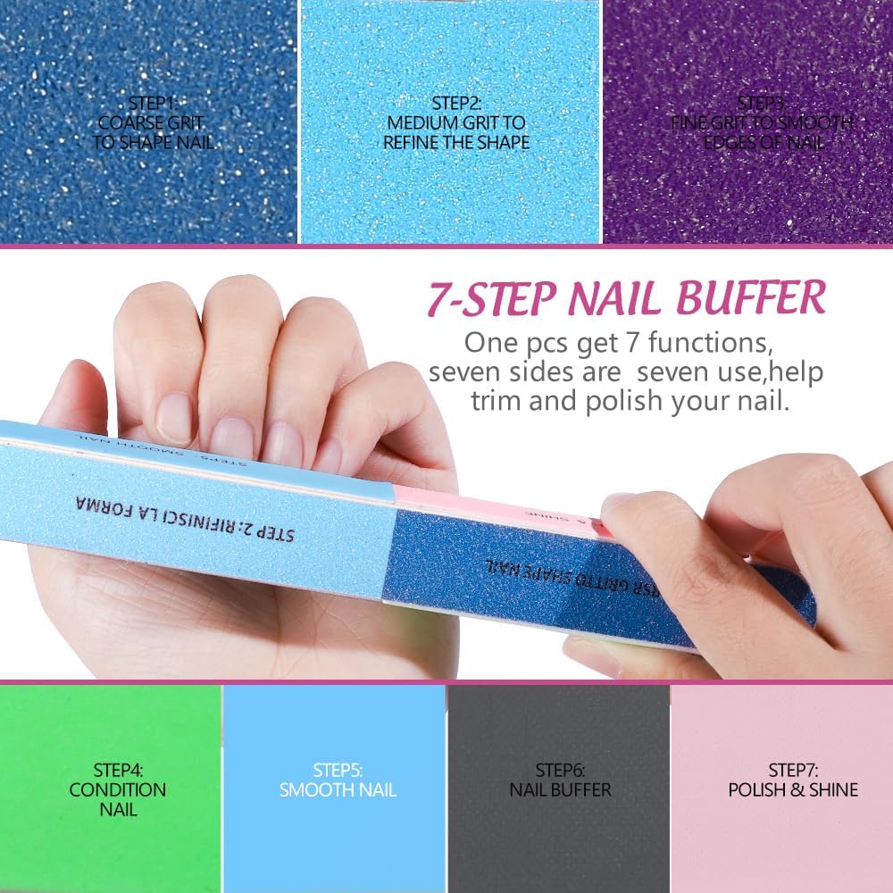 FANDAMEI Nail Files and Buffers, 20PCS Nail File Kit. Rectangular Nail