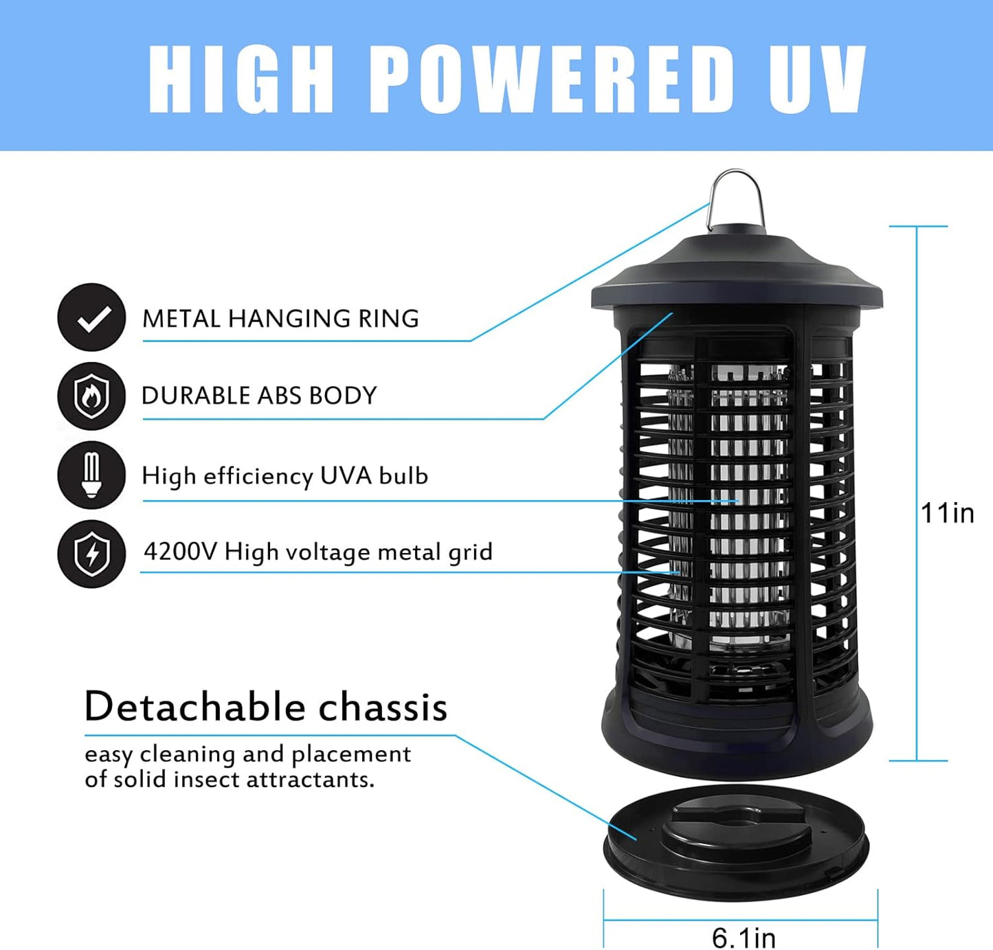 Electric Bug Zapper Indoor/Outdoor, 4200V High Powered Mosquito Zapper