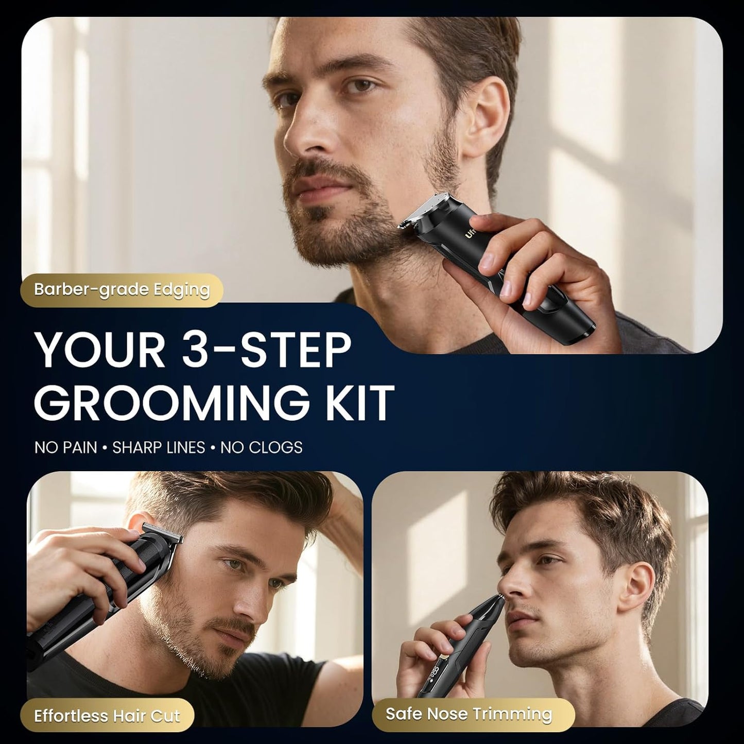 Ufree 3-in-1 Beard Trimmer for Men, Valentine Gifts for Men, IPX6 Wate
