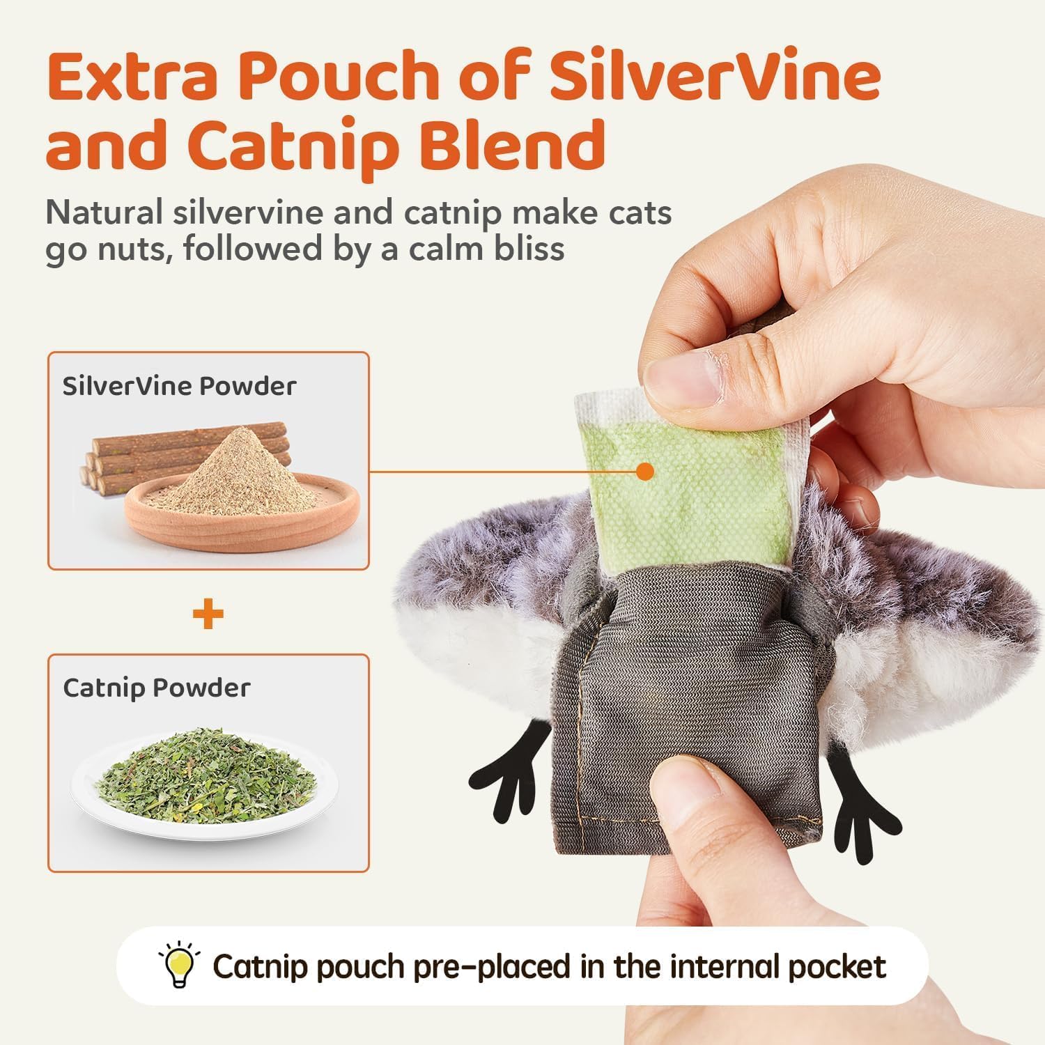 Potaroma Cat Toys Flapping Bird (No Flying), Lifelike Sandpiper Chirp 