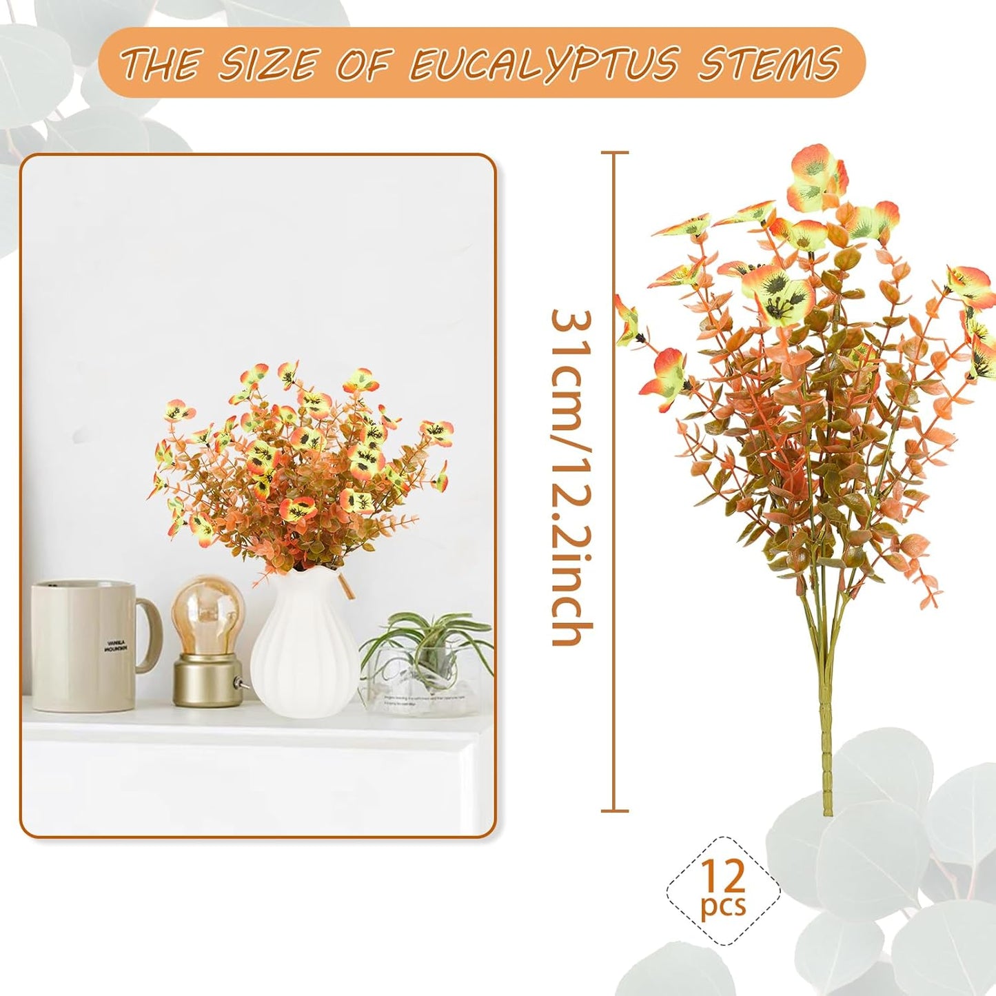 Artificial Fall Flowers for Decoration Fake Flowers Outdoor Artificial Plants, 20 Bundles Faux Mums Autumn Plastic Flower UV Resistant for Porch Patio Home Yard Garden Window Box Pot Planters