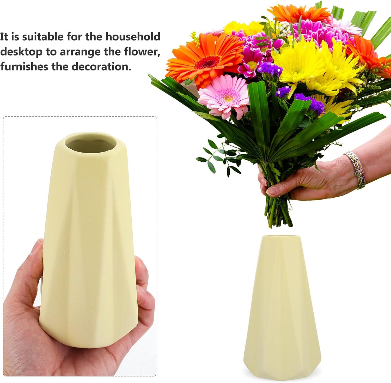 PRETYZOOM Ceramic Vase Gradient Flowerpot Yellow Hydroponic Ornament C