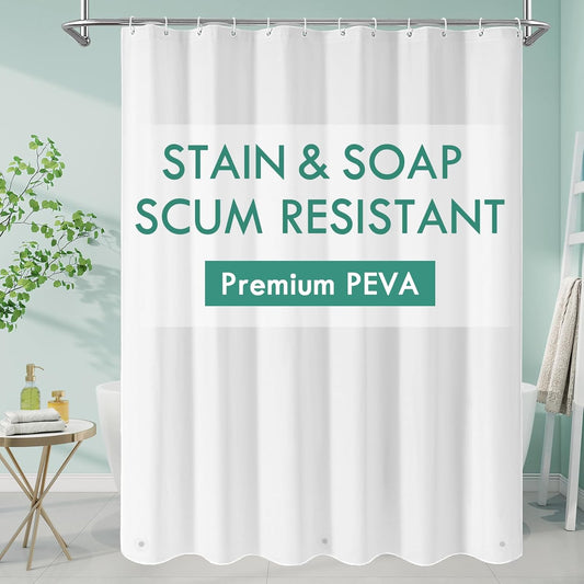MitoVilla White Peva Shower Curtain Liner, Simple Plastic Shower Curta