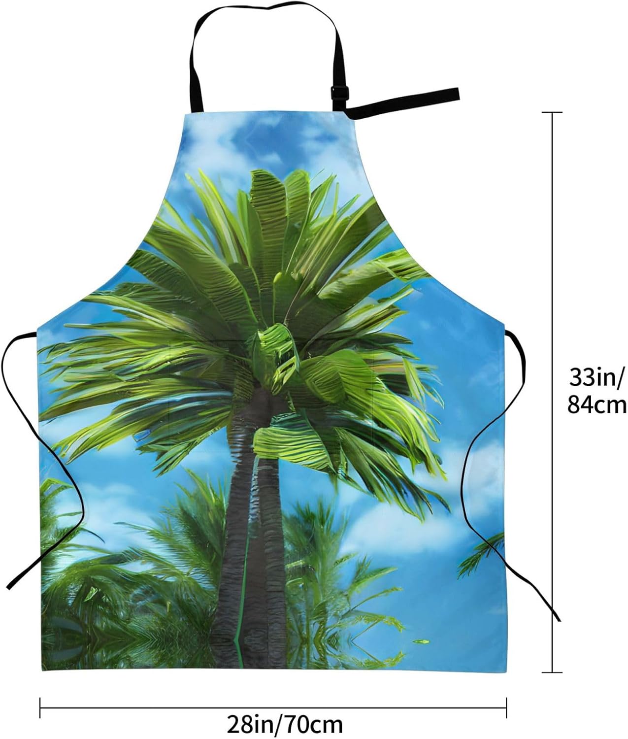 Summer Palm Tree print Waterproof chef's apron with pocket apron for kitchen cooking baking barbecue and gardening